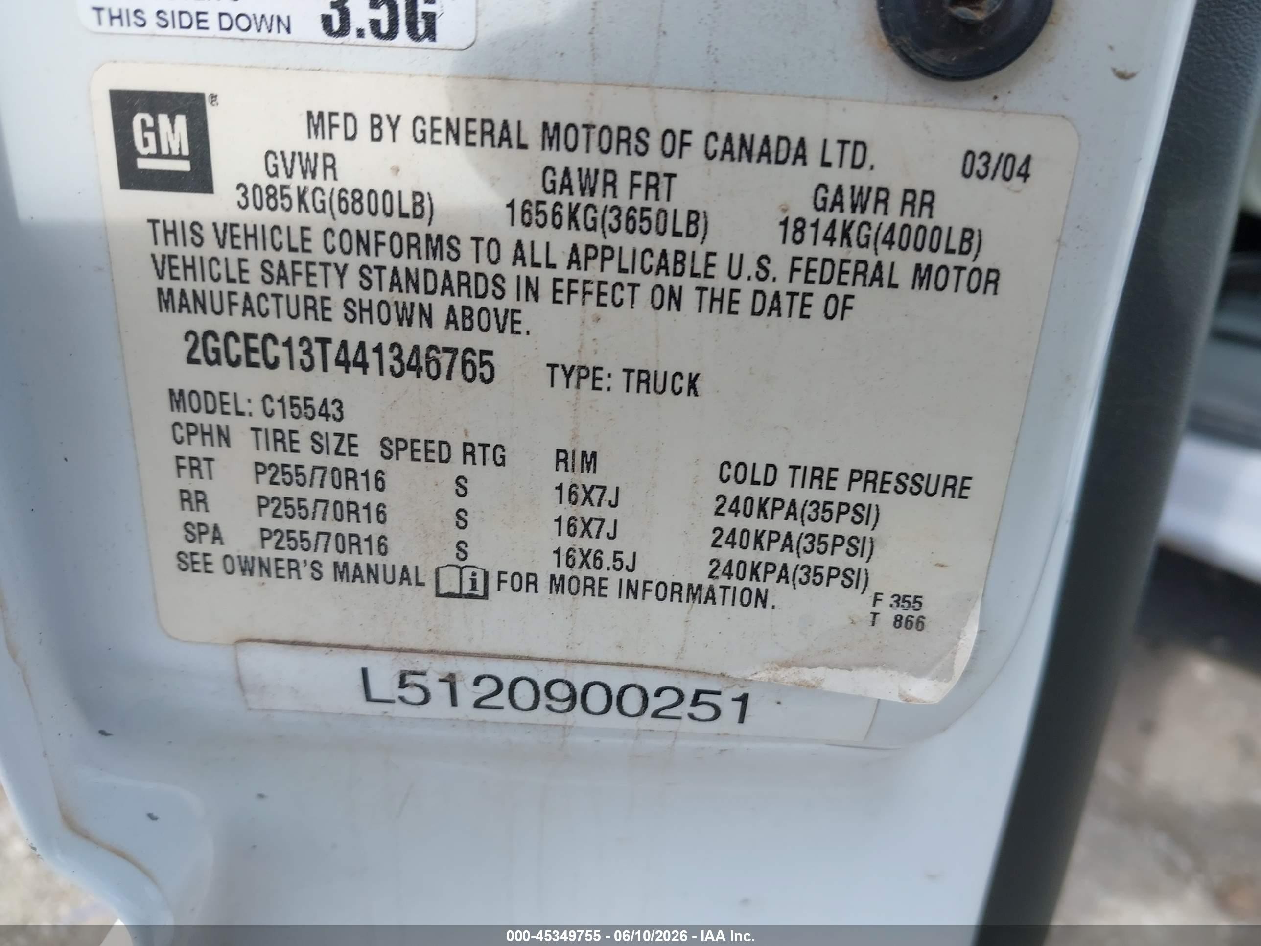 2004 Chevrolet Silverado 1500 Ls Белый vin: 2GCEC13T441346765