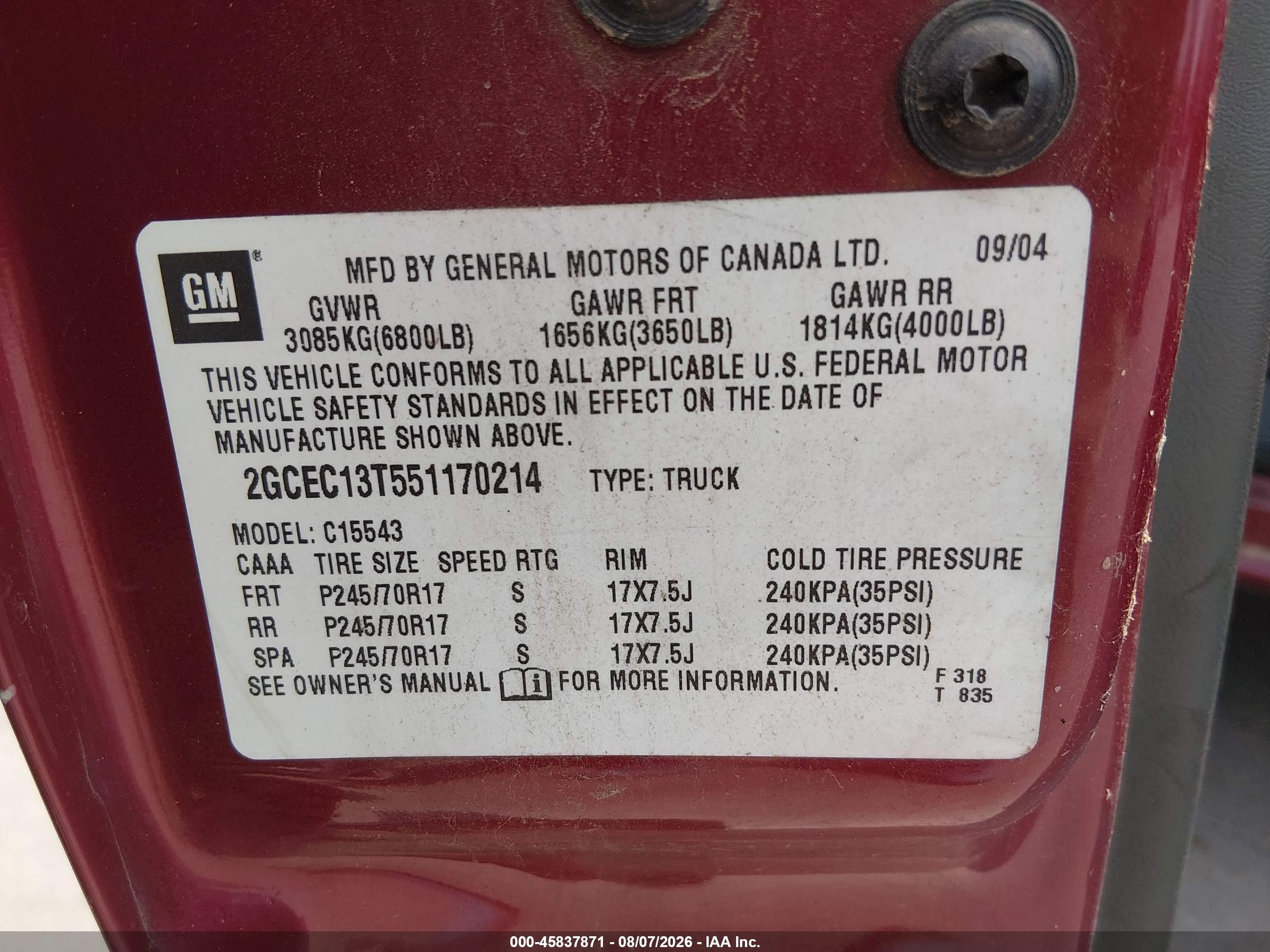 2005 Chevrolet Silverado 1500 Ls Maroon vin: 2GCEC13T551170214
