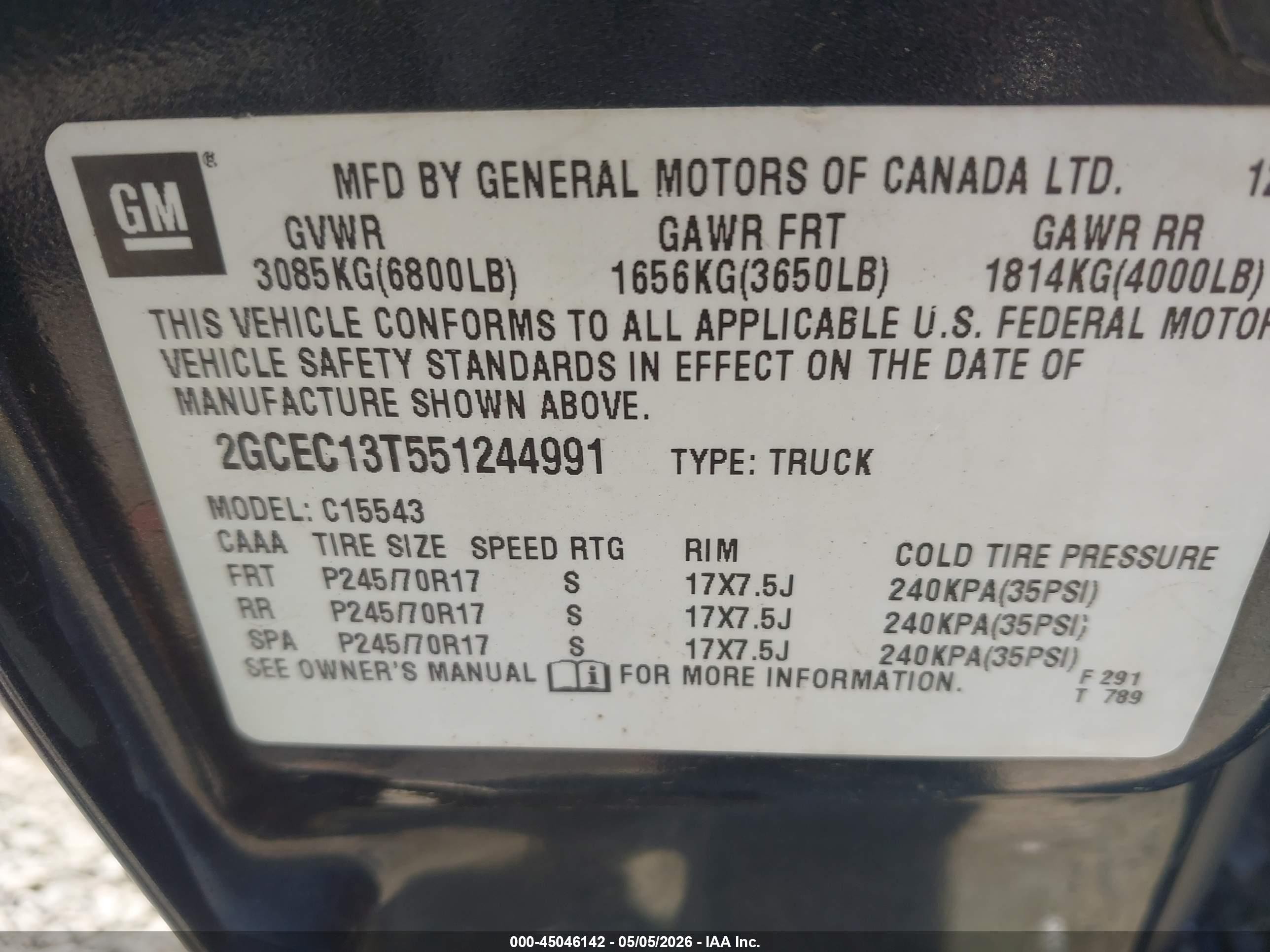 2005 Chevrolet Silverado 1500 Ls Gray vin: 2GCEC13T551244991