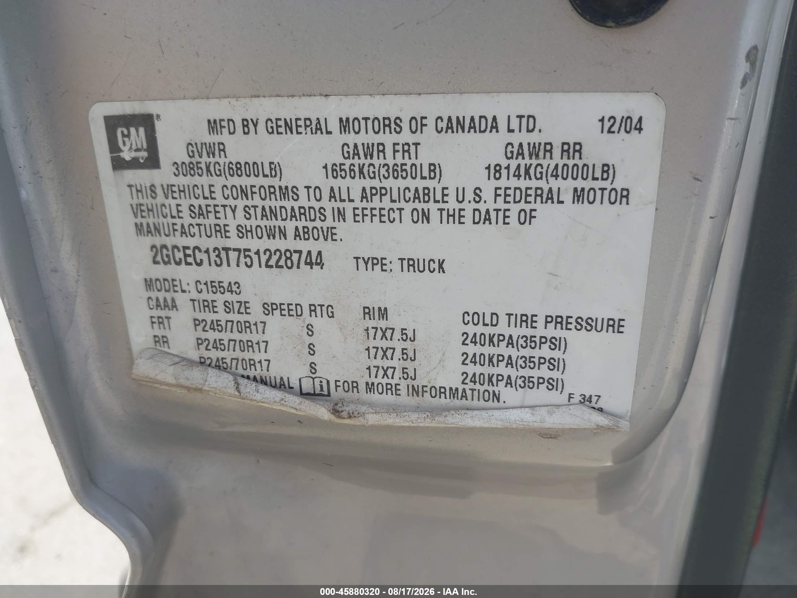 2005 Chevrolet Silverado 1500 Ls Beige vin: 2GCEC13T751228744