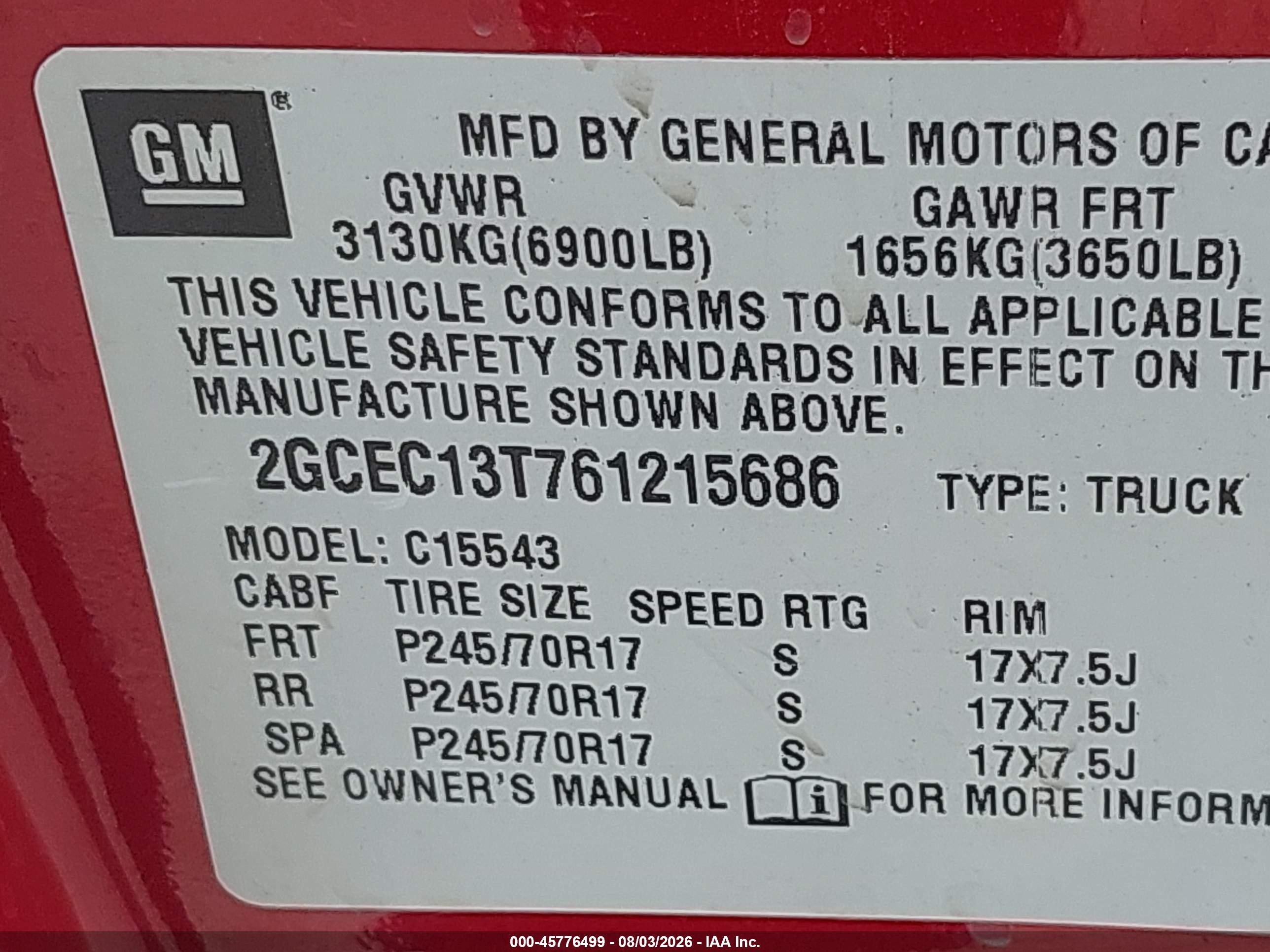 2006 Chevrolet Silverado 1500 Lt3 Red vin: 2GCEC13T761215686