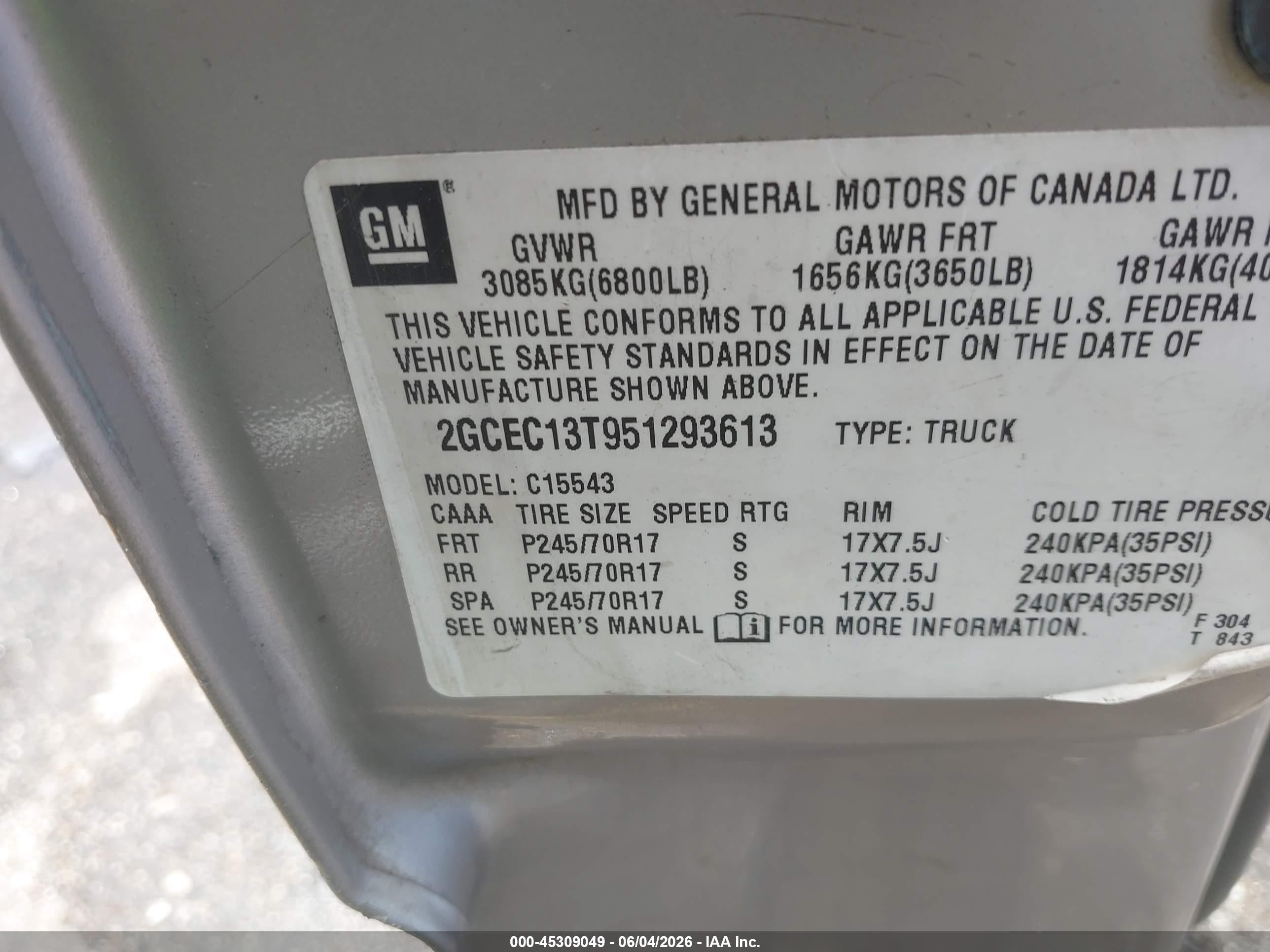 2005 Chevrolet Silverado 1500 Ls Silver vin: 2GCEC13T951293613