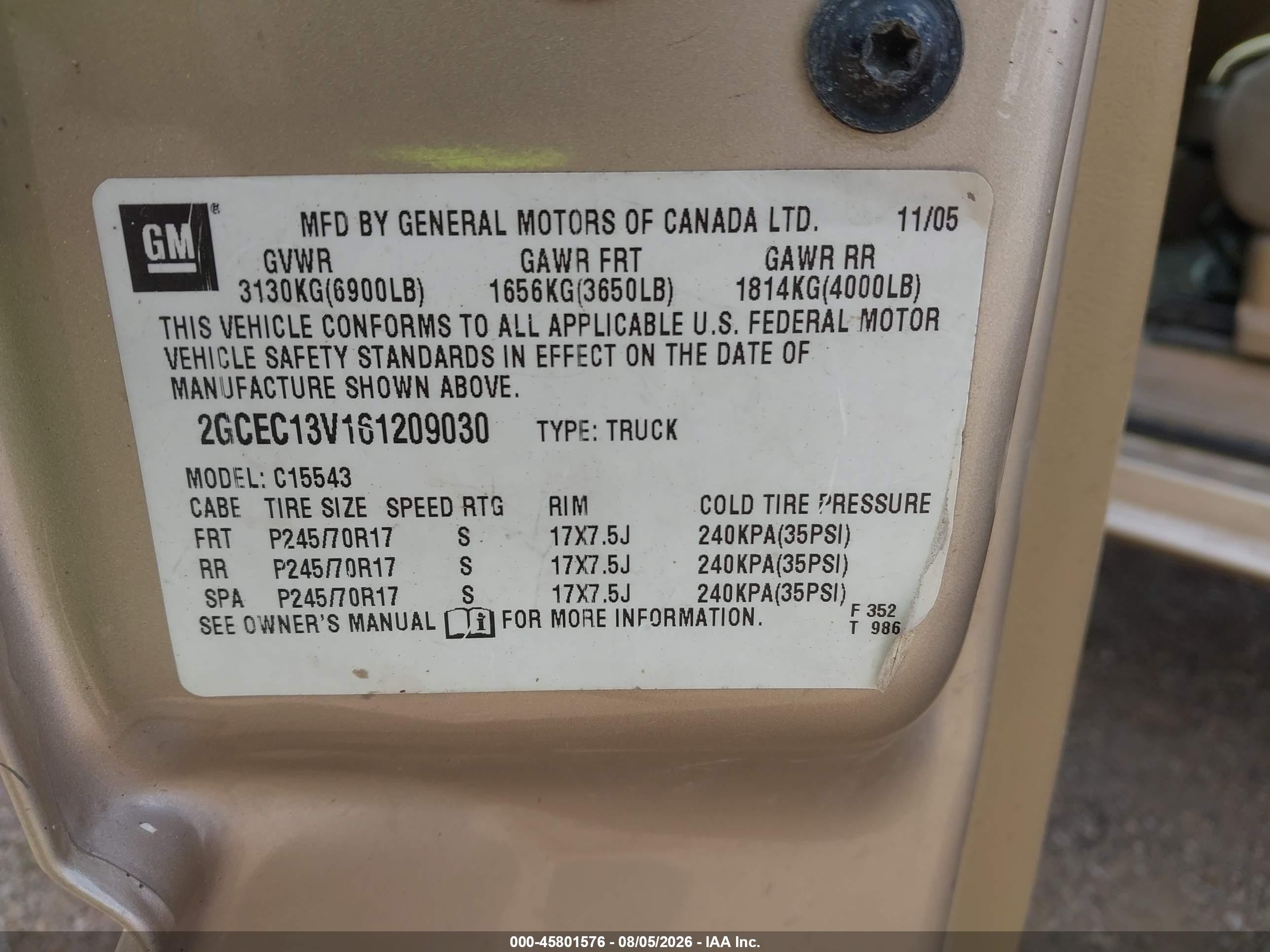 2006 Chevrolet Silverado 1500 Ls Золотой vin: 2GCEC13V161209030