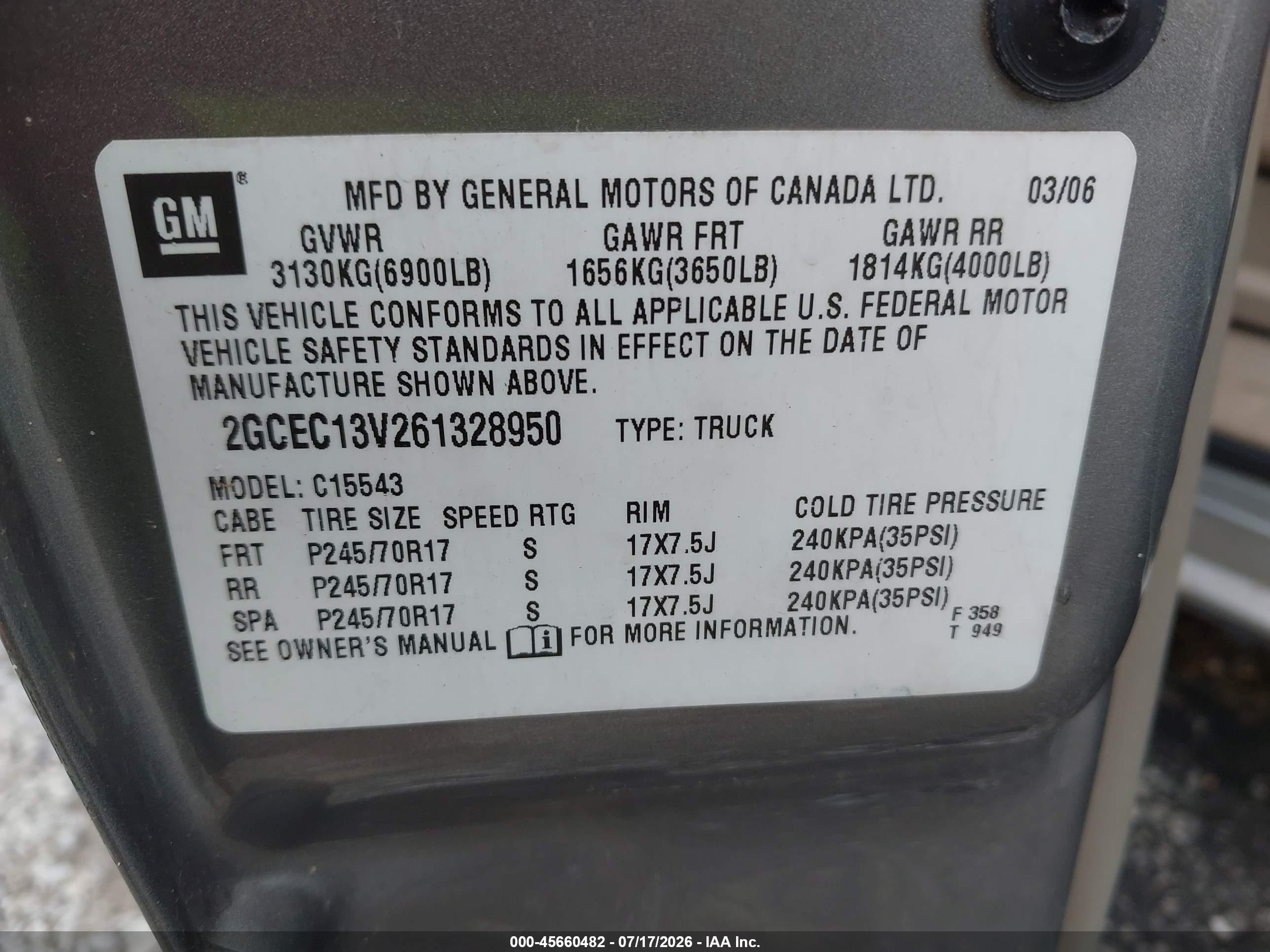2006 Chevrolet Silverado 1500 Ls Gray vin: 2GCEC13V261328950