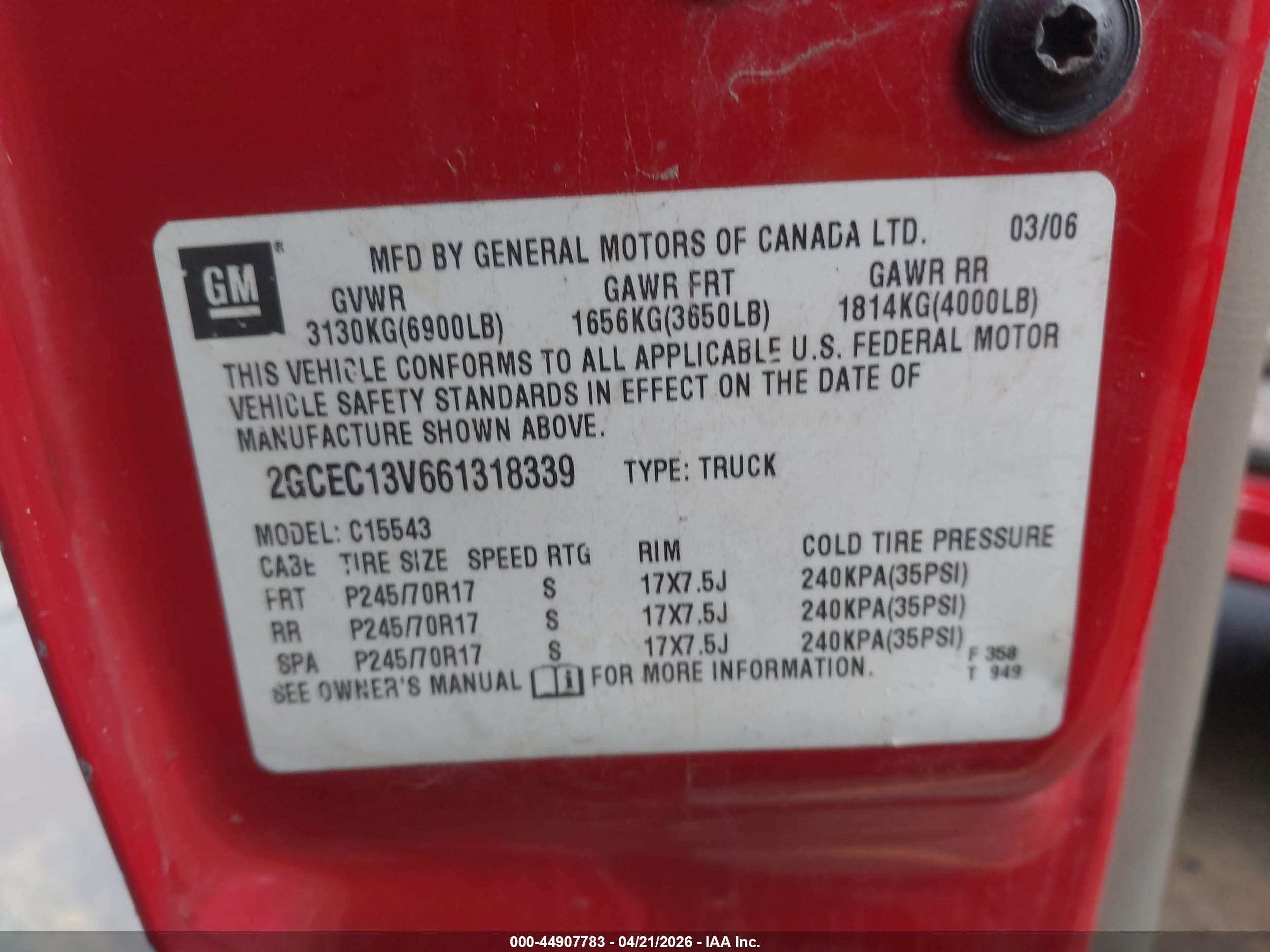 2006 Chevrolet Silverado 1500 Ls Red vin: 2GCEC13V661318339