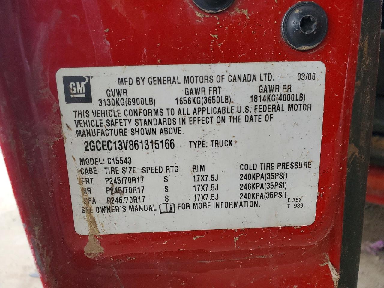 2006 Chevrolet Silverado C1500 Red vin: 2GCEC13V861315166