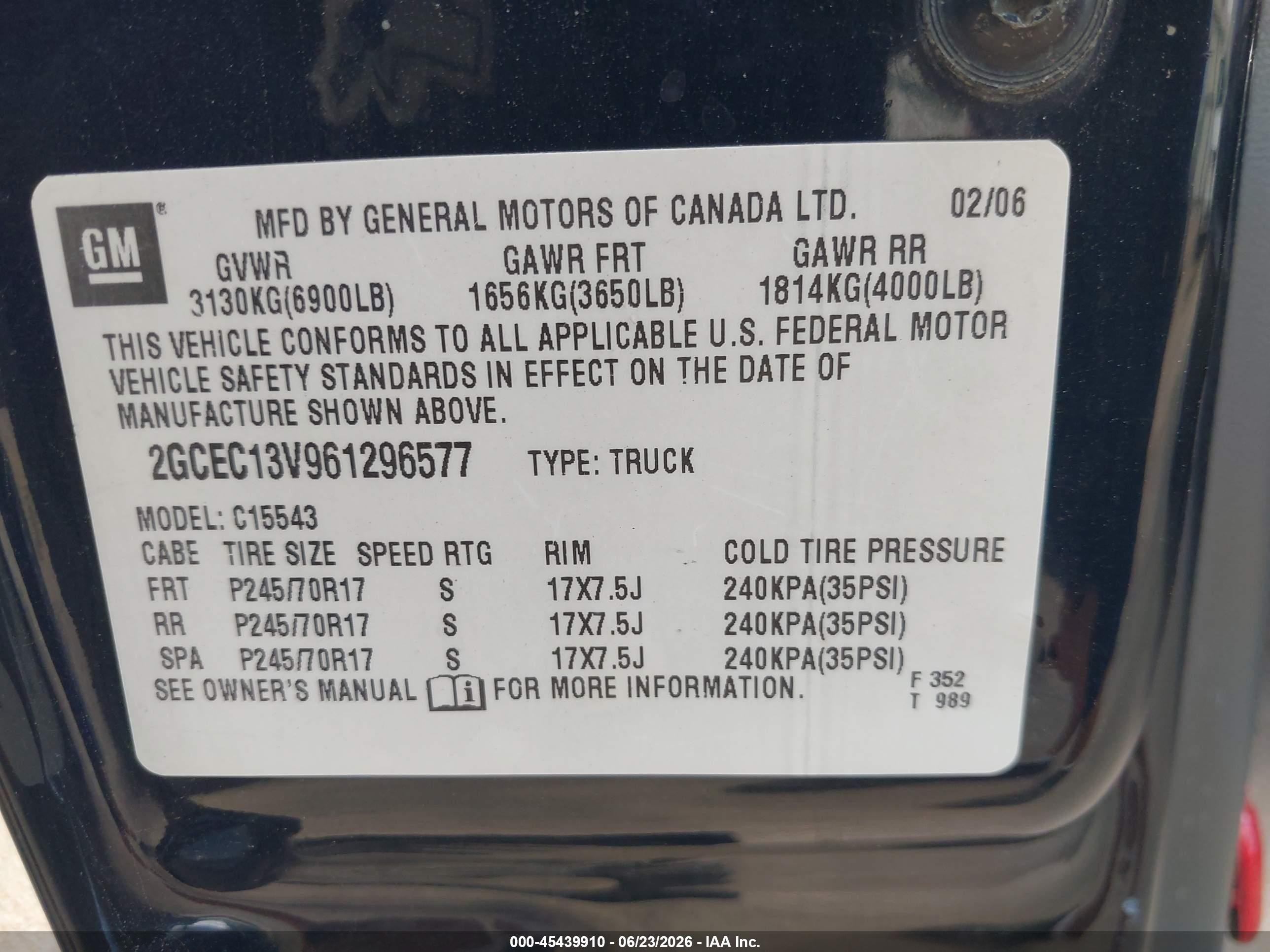 2006 Chevrolet Silverado 1500 Ls Black vin: 2GCEC13V961296577