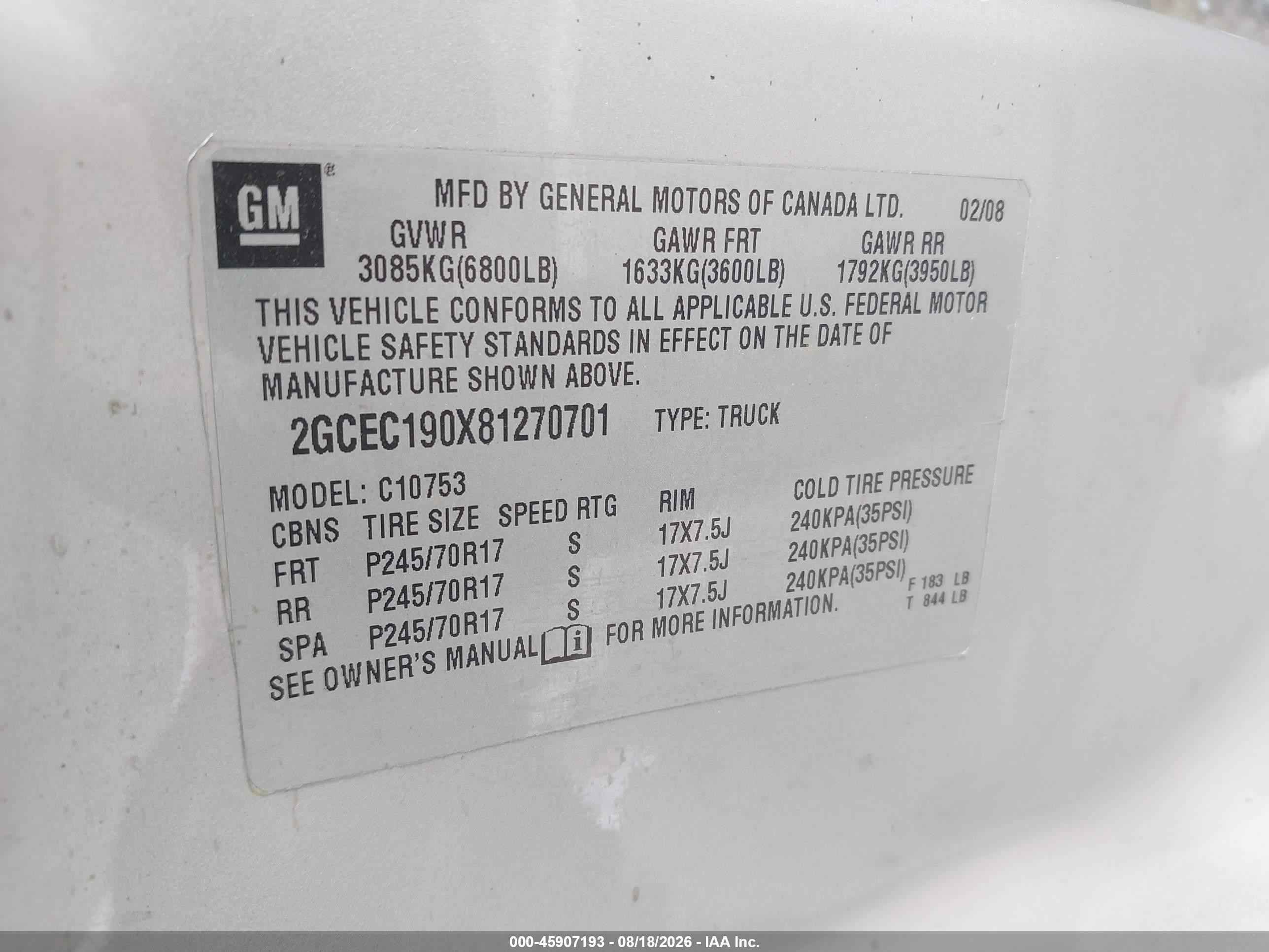 2008 Chevrolet Silverado 1500 Work Truck Silver vin: 2GCEC190X81270701