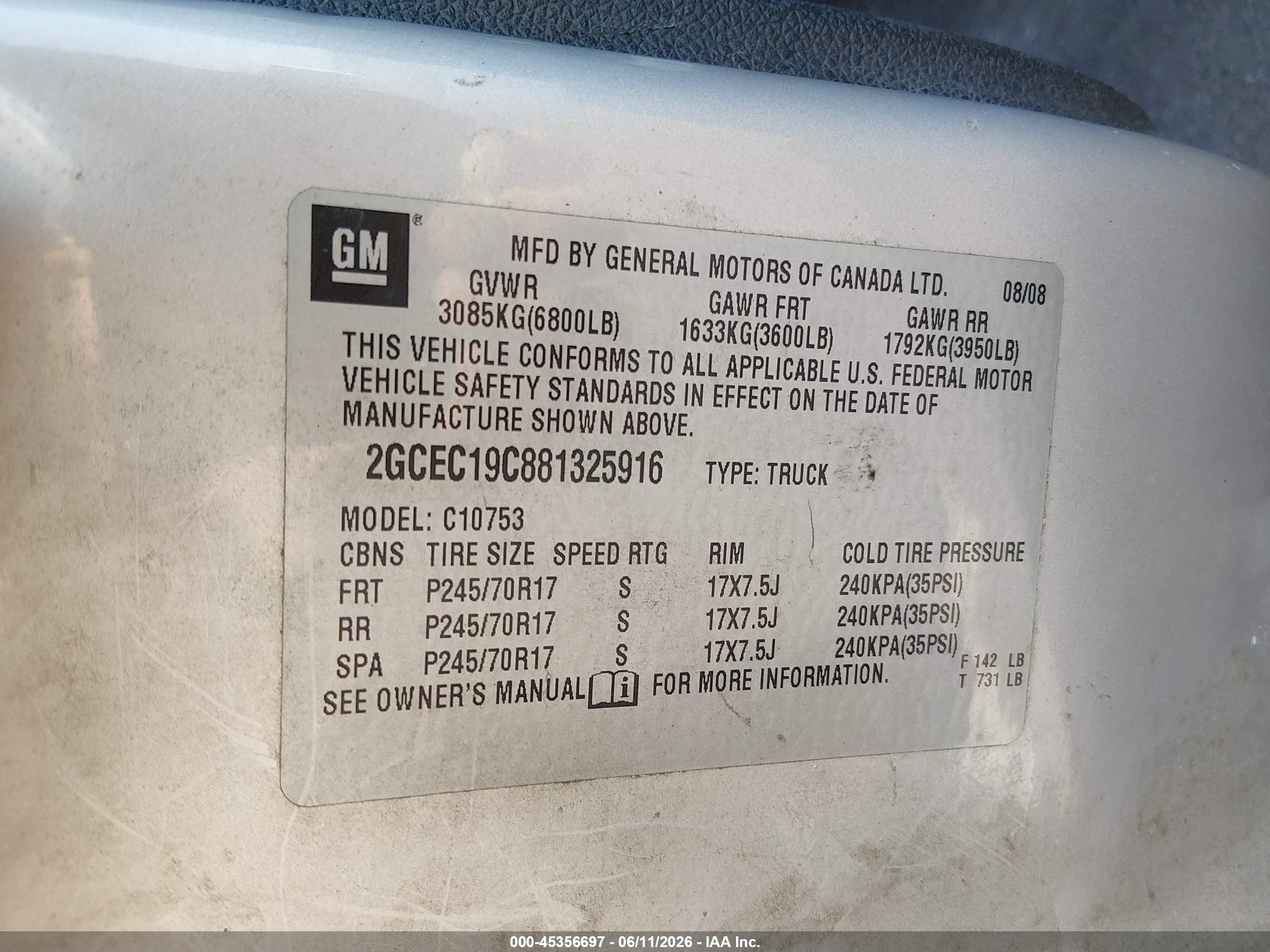 2008 Chevrolet Silverado 1500 Lt1 White vin: 2GCEC19C881325916