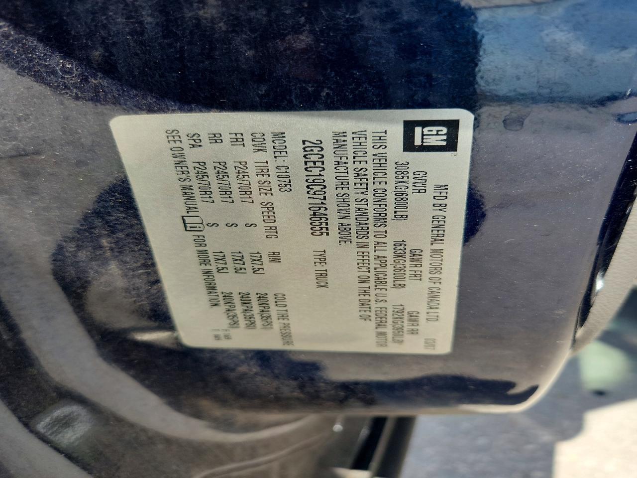 2007 Chevrolet Silverado C1500 Blue vin: 2GCEC19C971646555