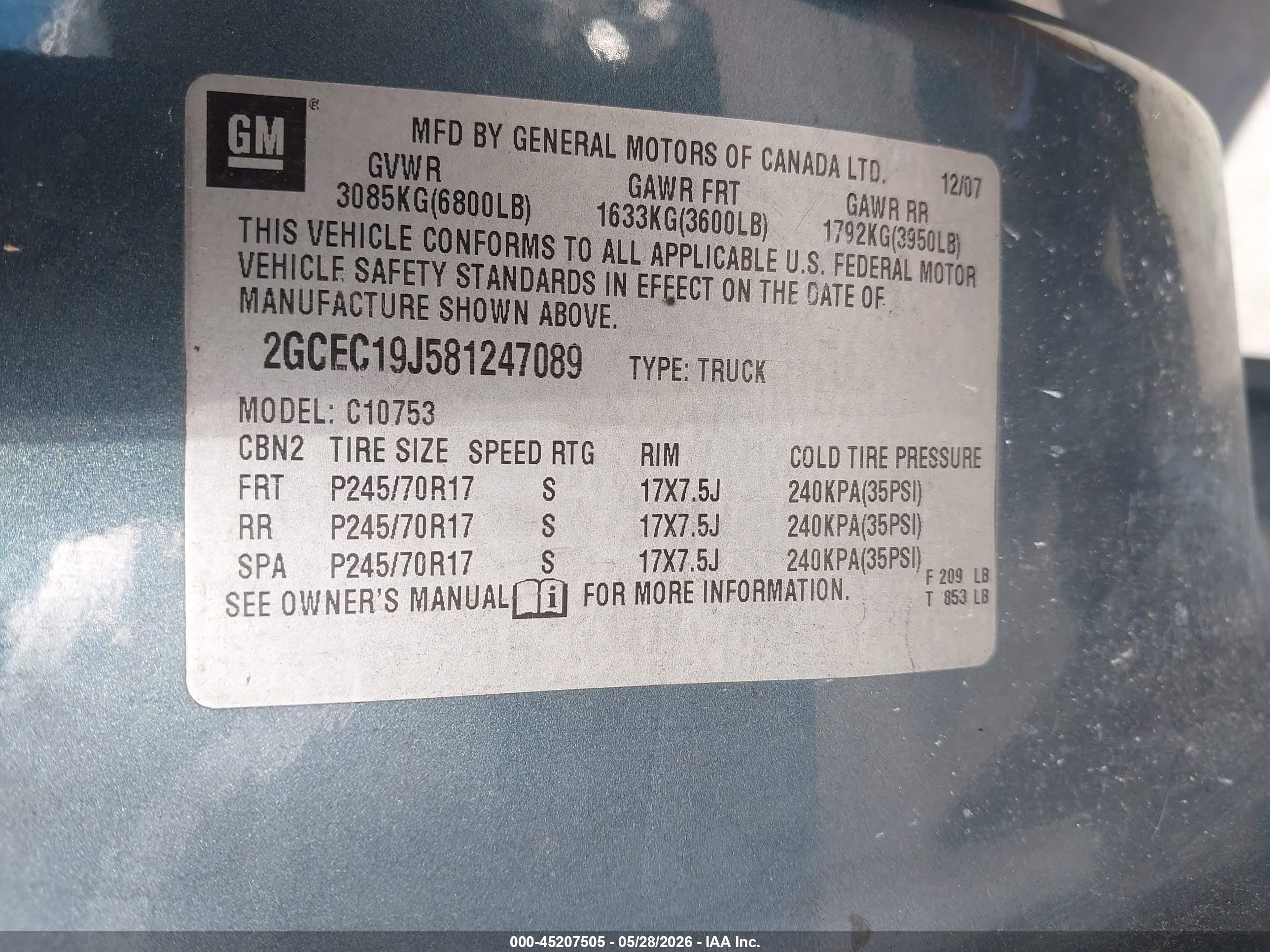 2008 Chevrolet Silverado 1500 Lt2 Gray vin: 2GCEC19J581247089