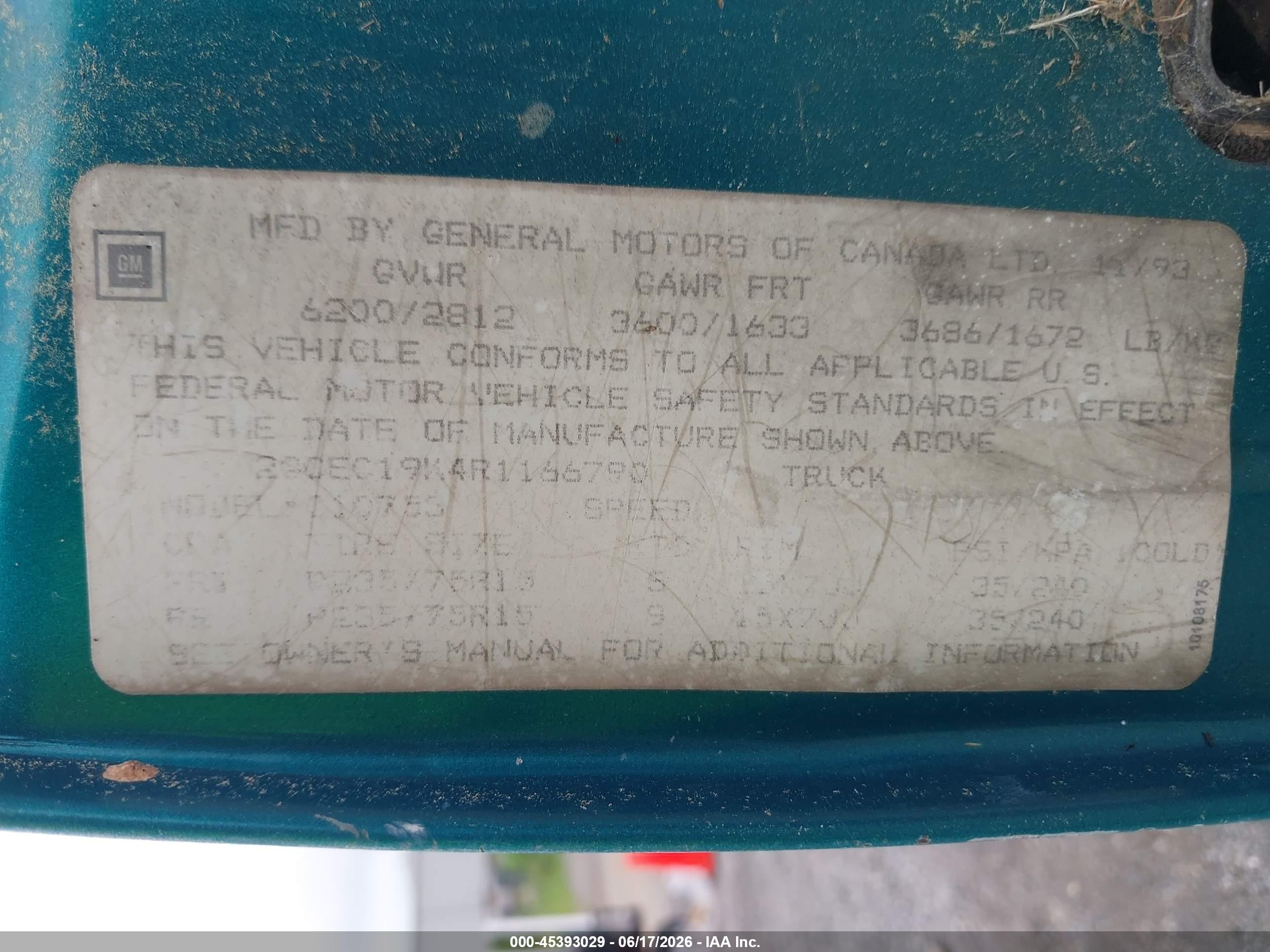 1994 Chevrolet Gmt-400 C1500 Green vin: 2GCEC19K4R1166790