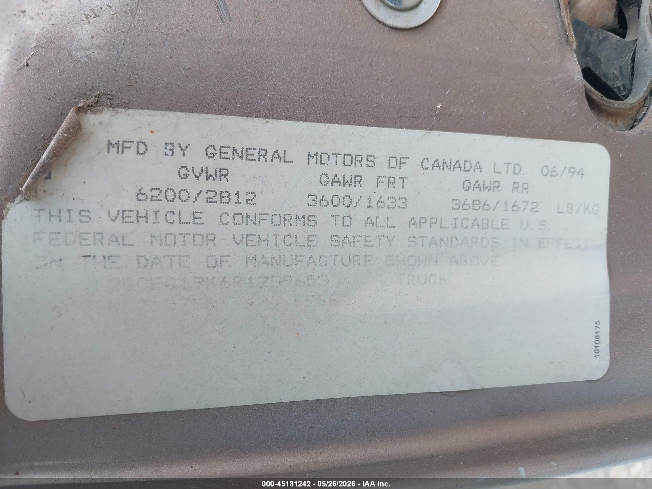 1994 Chevrolet Gmt-400 C1500 Gray vin: 2GCEC19K6R1289653