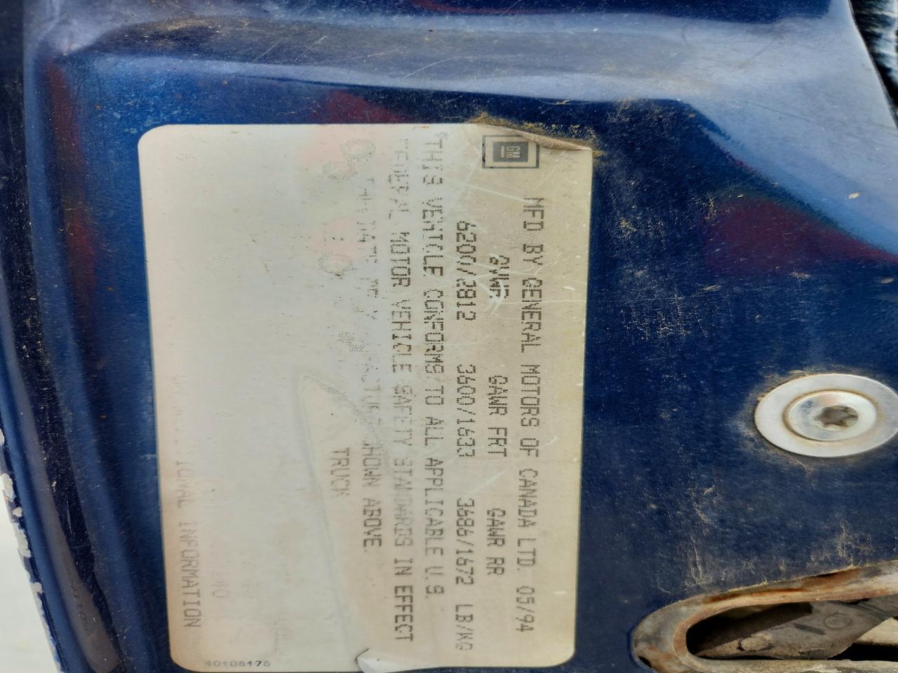 1994 Chevrolet Gmt-400 C1500 Blue vin: 2GCEC19K9R1256985