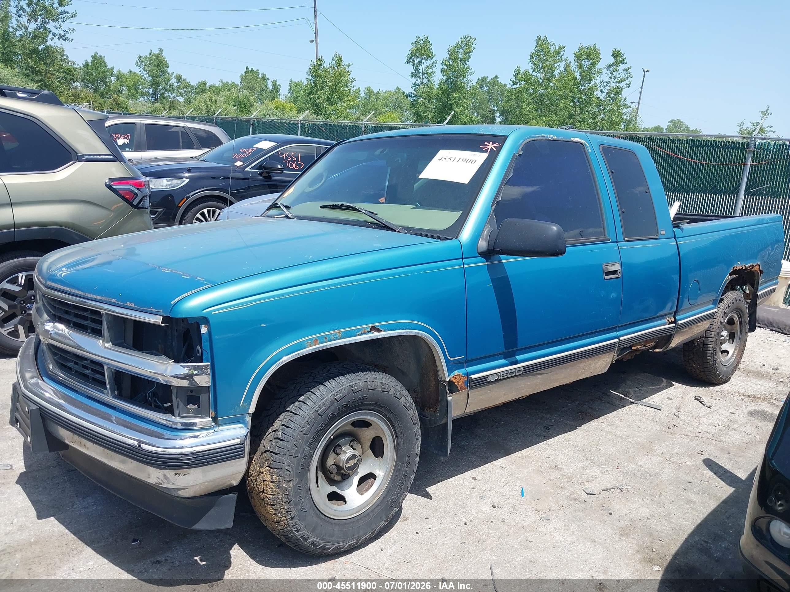 1997 Chevrolet C1500 Fleetside Зеленый vin: 2GCEC19R1V1233272