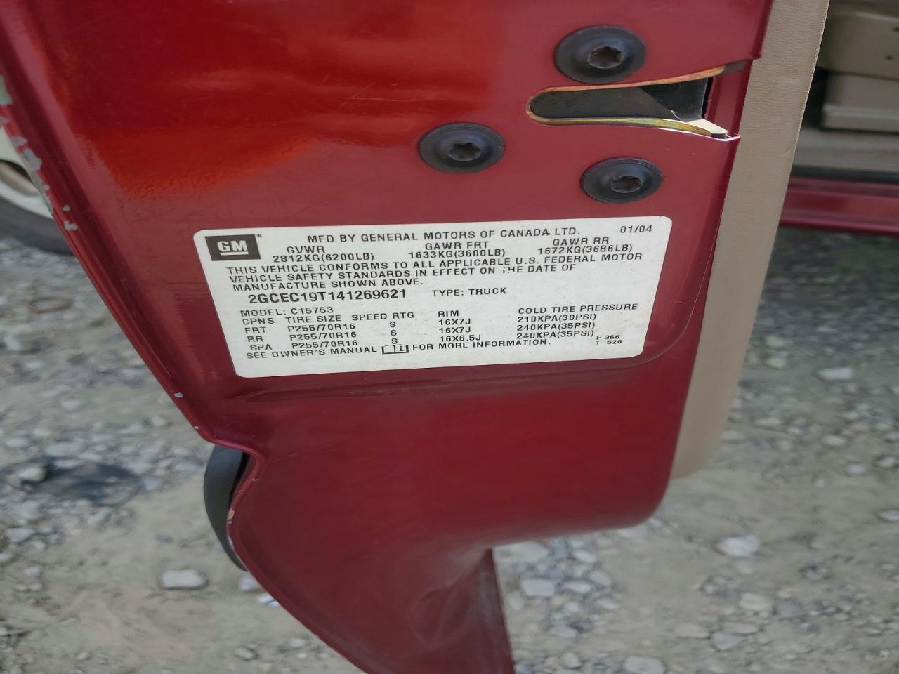 2004 Chevrolet Silverado C1500 Maroon vin: 2GCEC19T141269621