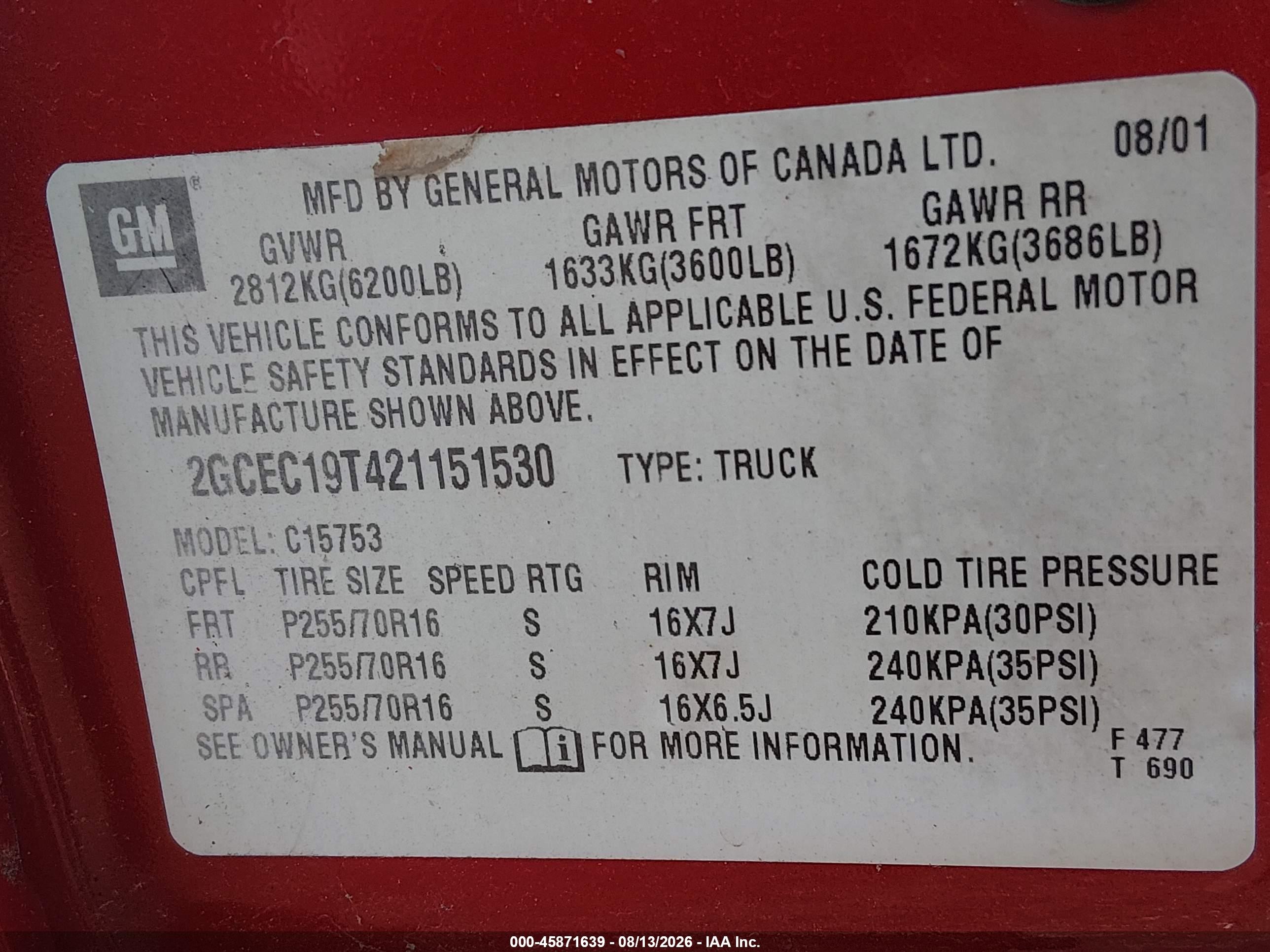 2002 Chevrolet Silverado 1500 Ls Красный vin: 2GCEC19T421151530