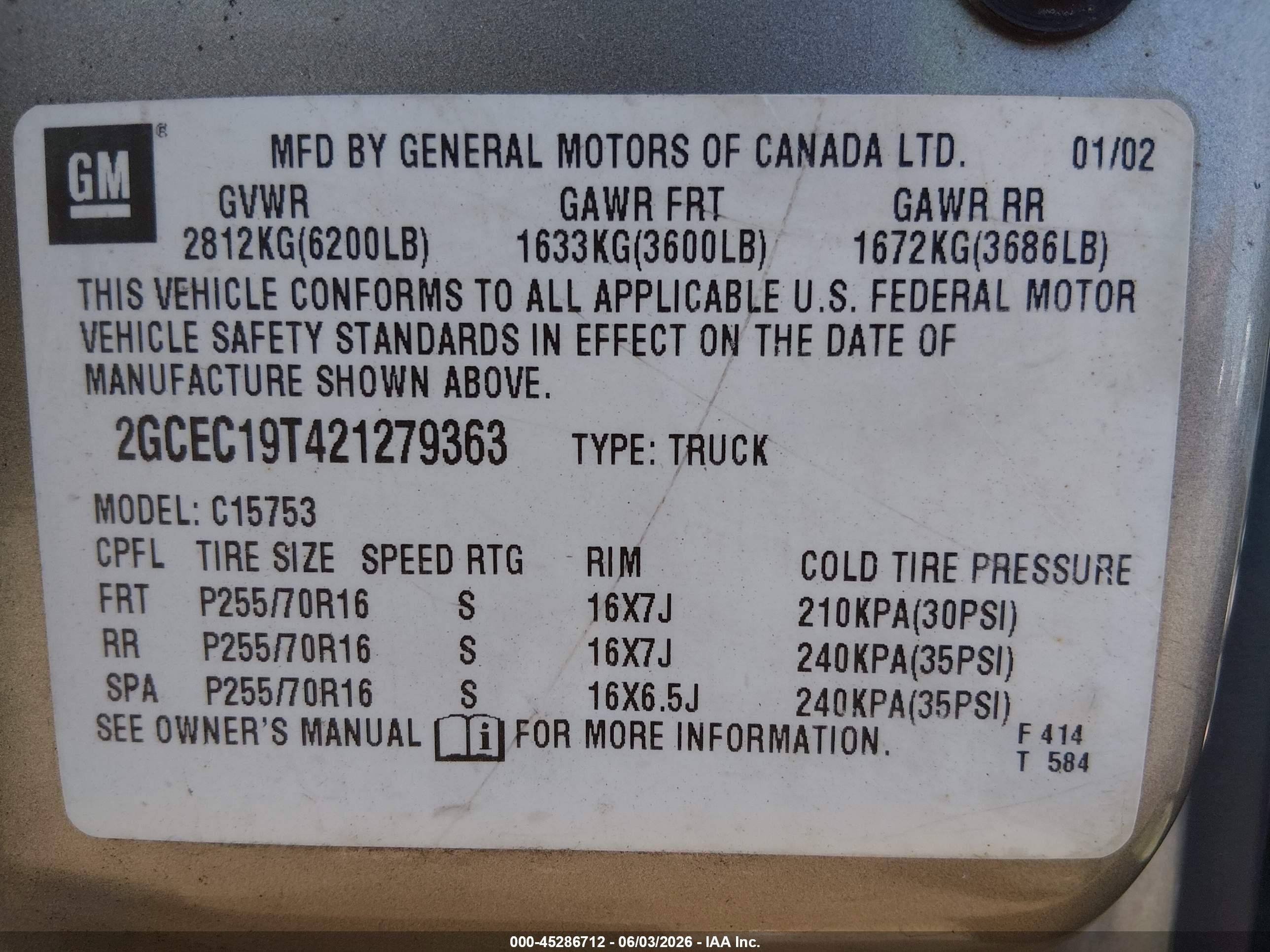 2002 Chevrolet Silverado 1500 Ls Tan vin: 2GCEC19T421279363
