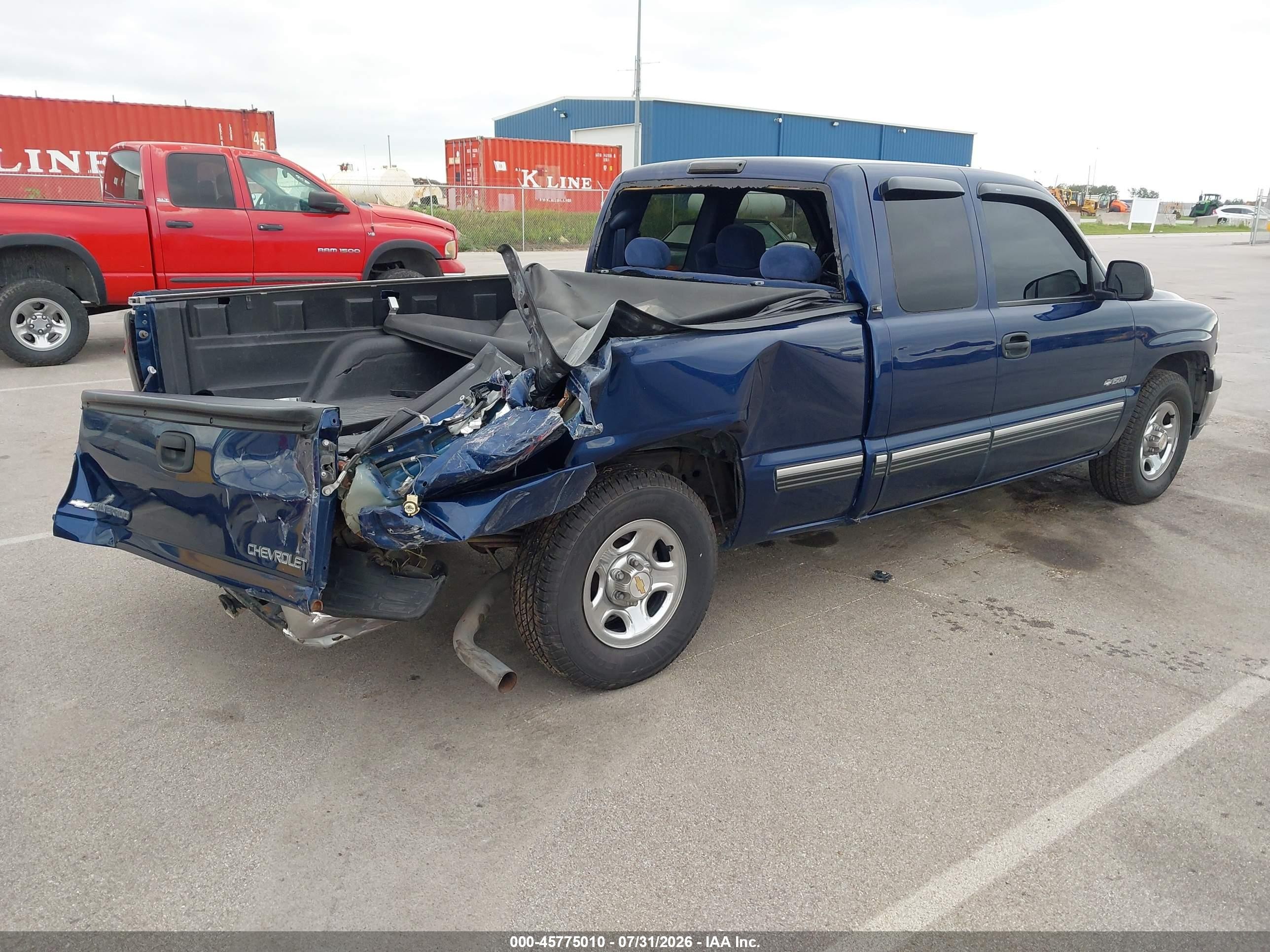1999 Chevrolet Silverado 1500 Ls Blue vin: 2GCEC19T4X1154077