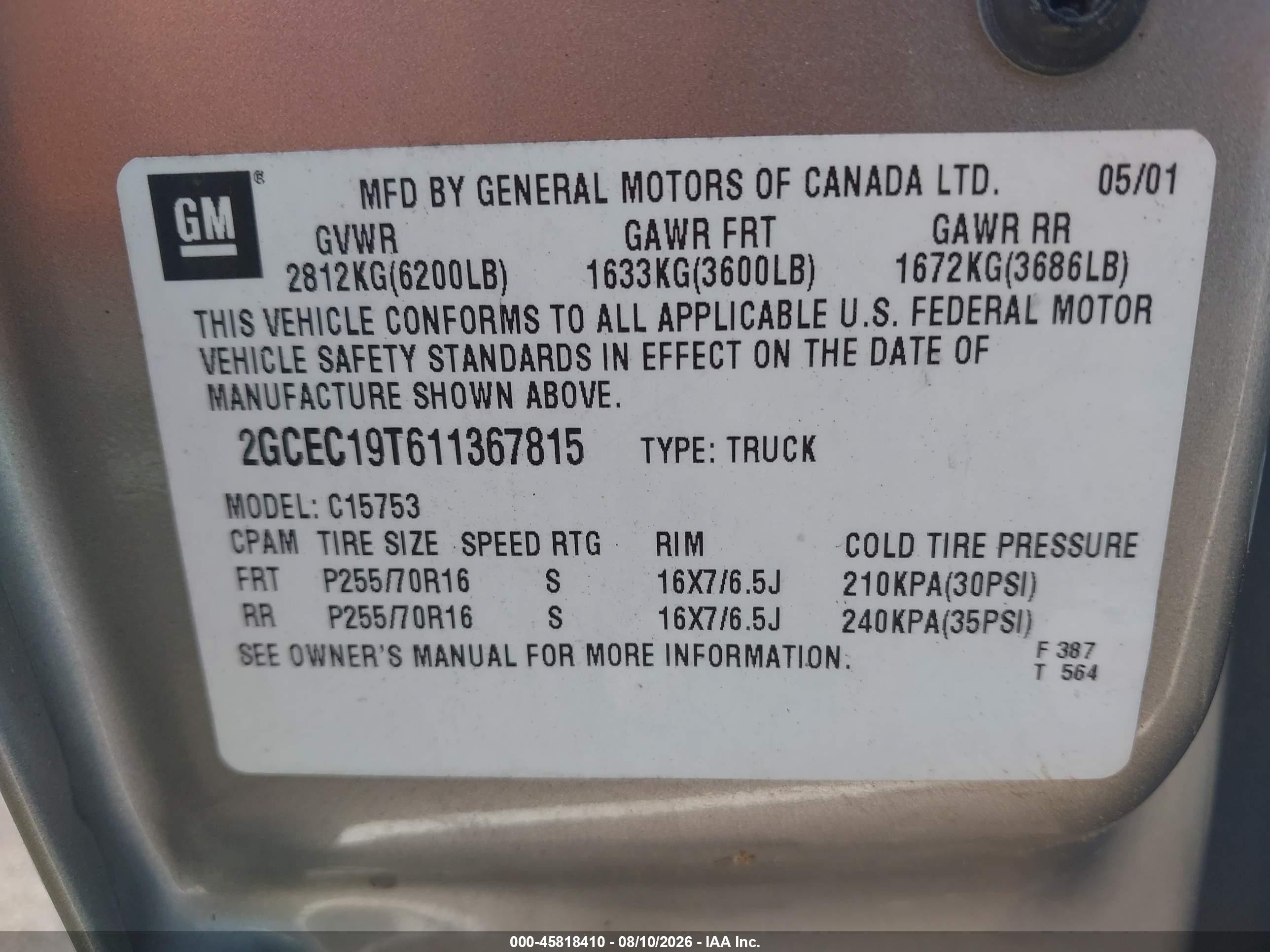 2001 Chevrolet Silverado 1500 Ls Silver vin: 2GCEC19T611367815