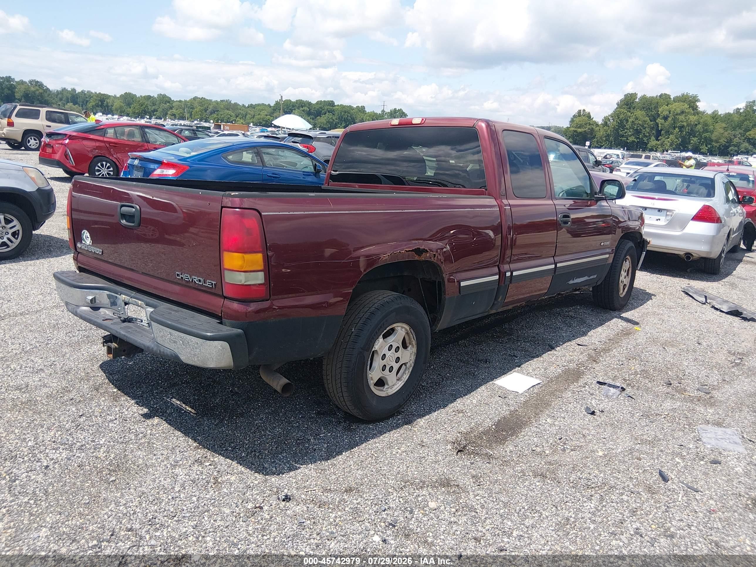 2001 Chevrolet Silverado 1500 Lt Темно-бордовый vin: 2GCEC19T711267013