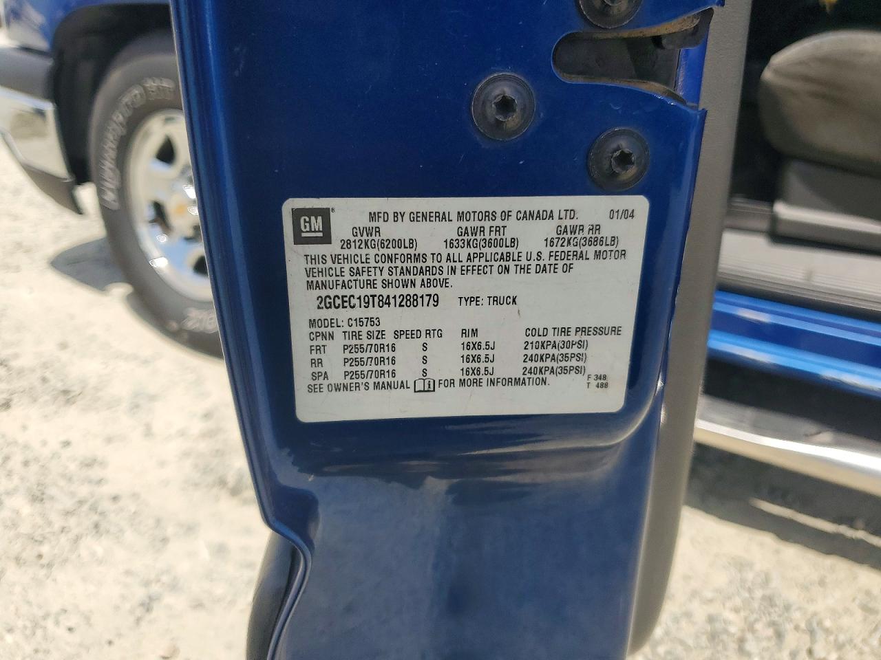 2004 Chevrolet Silverado C1500 Blue vin: 2GCEC19T841288179