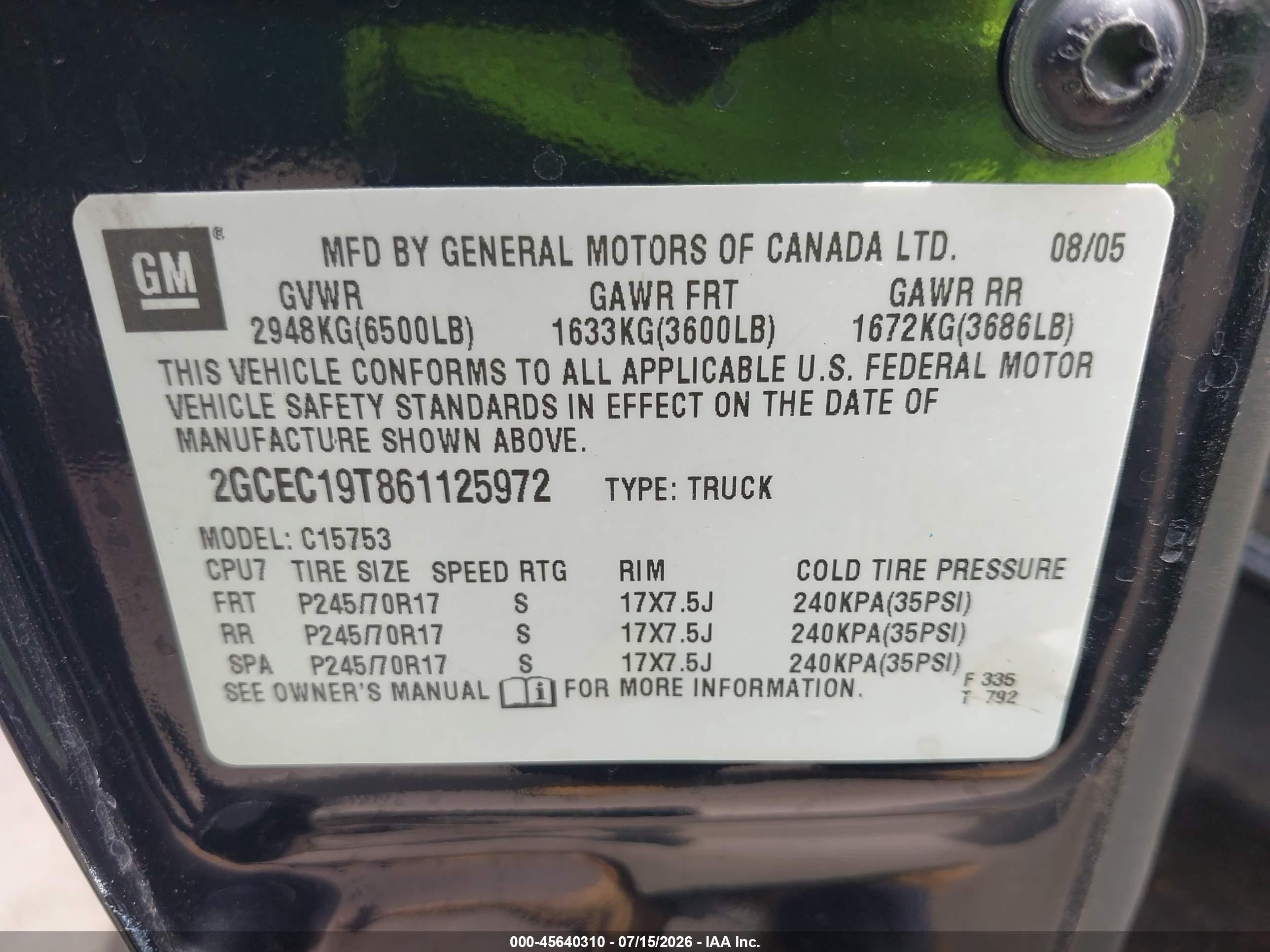 2006 Chevrolet Silverado 1500 Lt1 Black vin: 2GCEC19T861125972