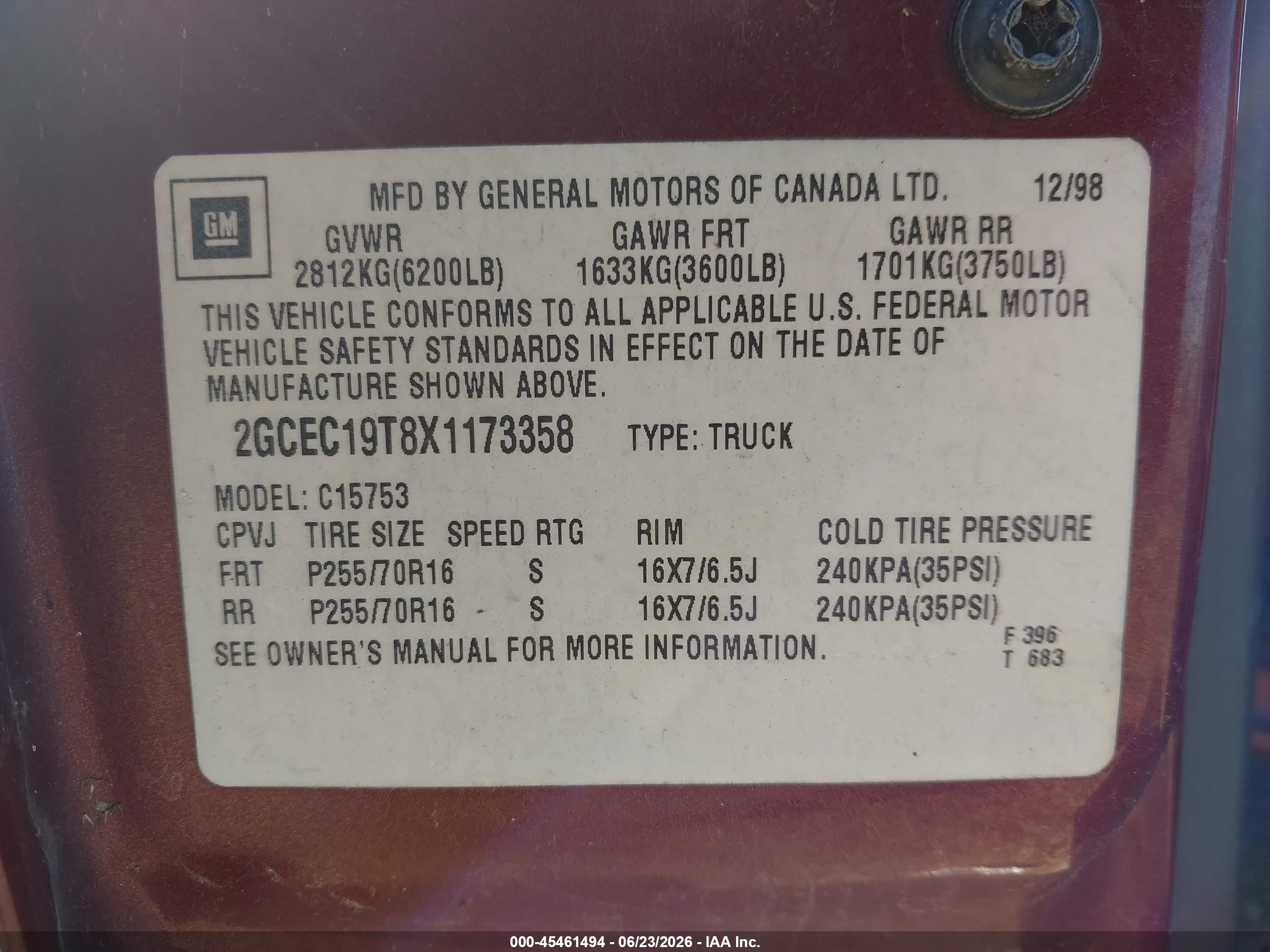 1999 Chevrolet Silverado 1500 Ls Burgundy vin: 2GCEC19T8X1173358