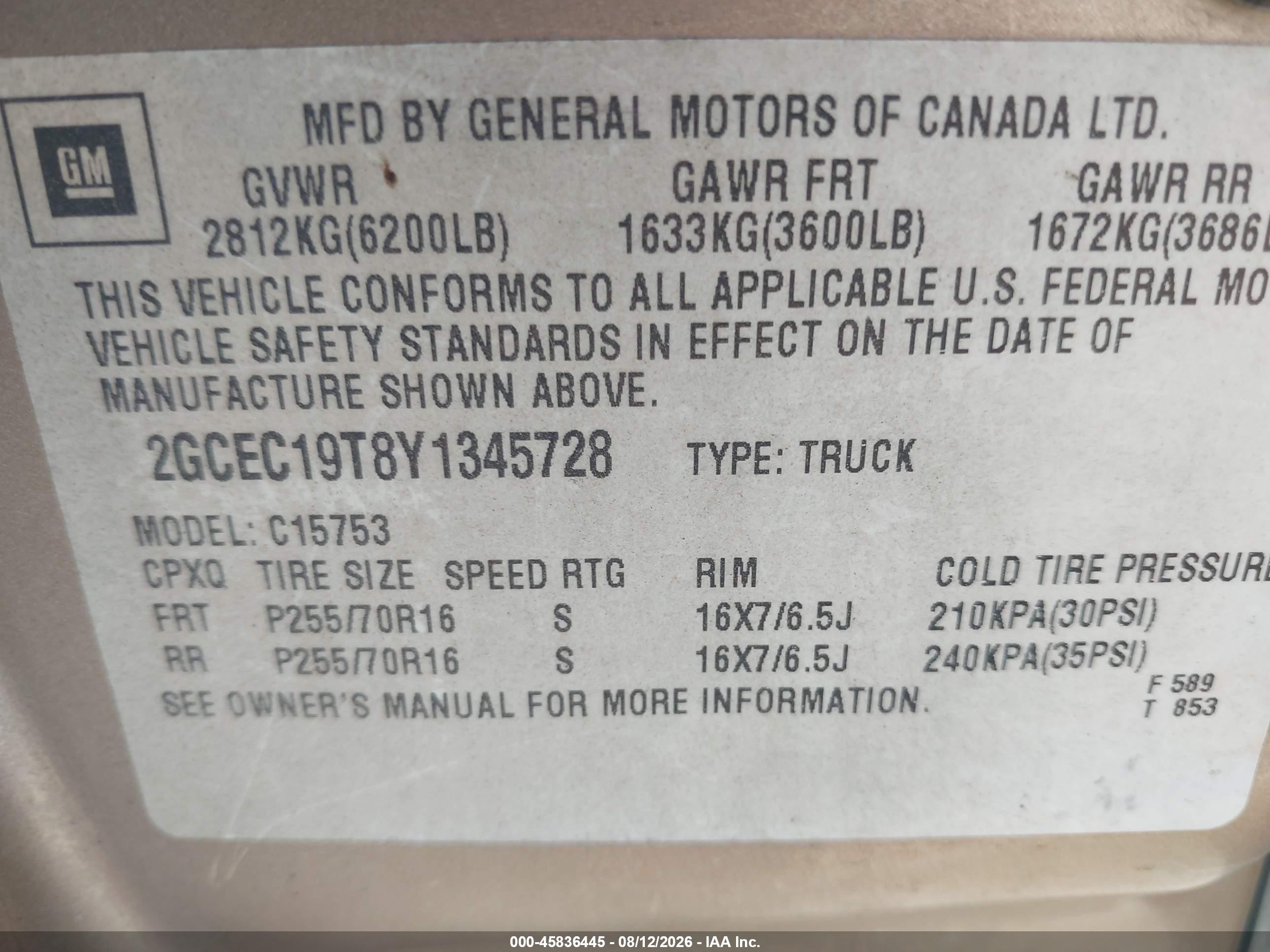 2000 Chevrolet Silverado 1500 Ls Brown vin: 2GCEC19T8Y1345728
