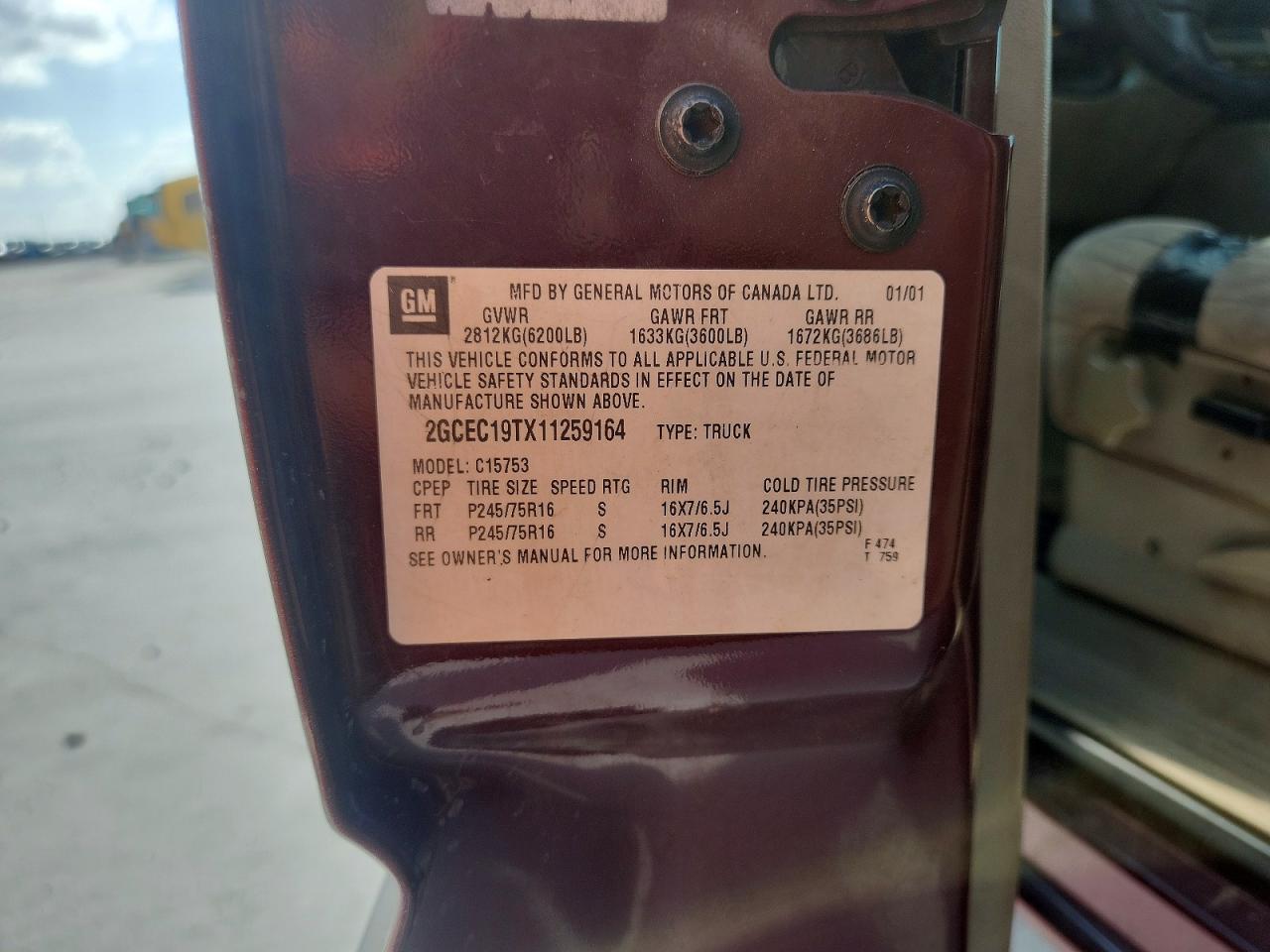 2001 Chevrolet Silverado C1500 Burgundy vin: 2GCEC19TX11259164