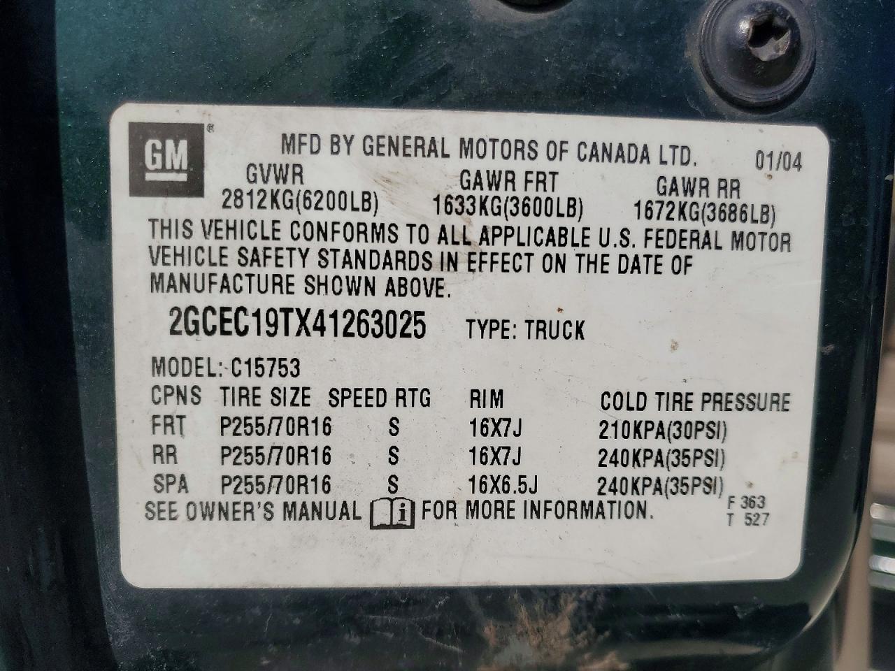 2004 Chevrolet Silverado C1500 Green vin: 2GCEC19TX41263025