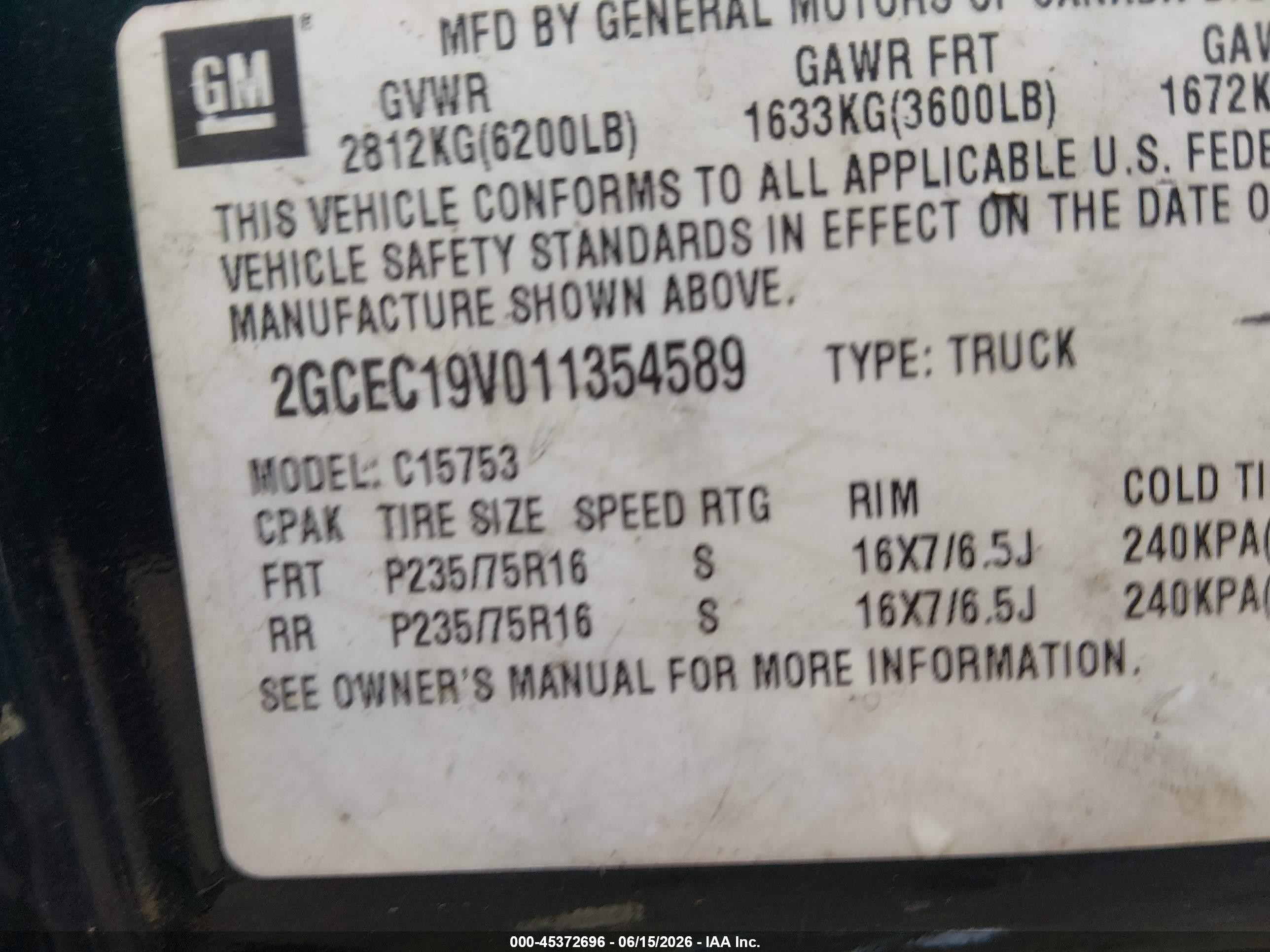 2001 Chevrolet Silverado 1500 Ls Green vin: 2GCEC19V011354589
