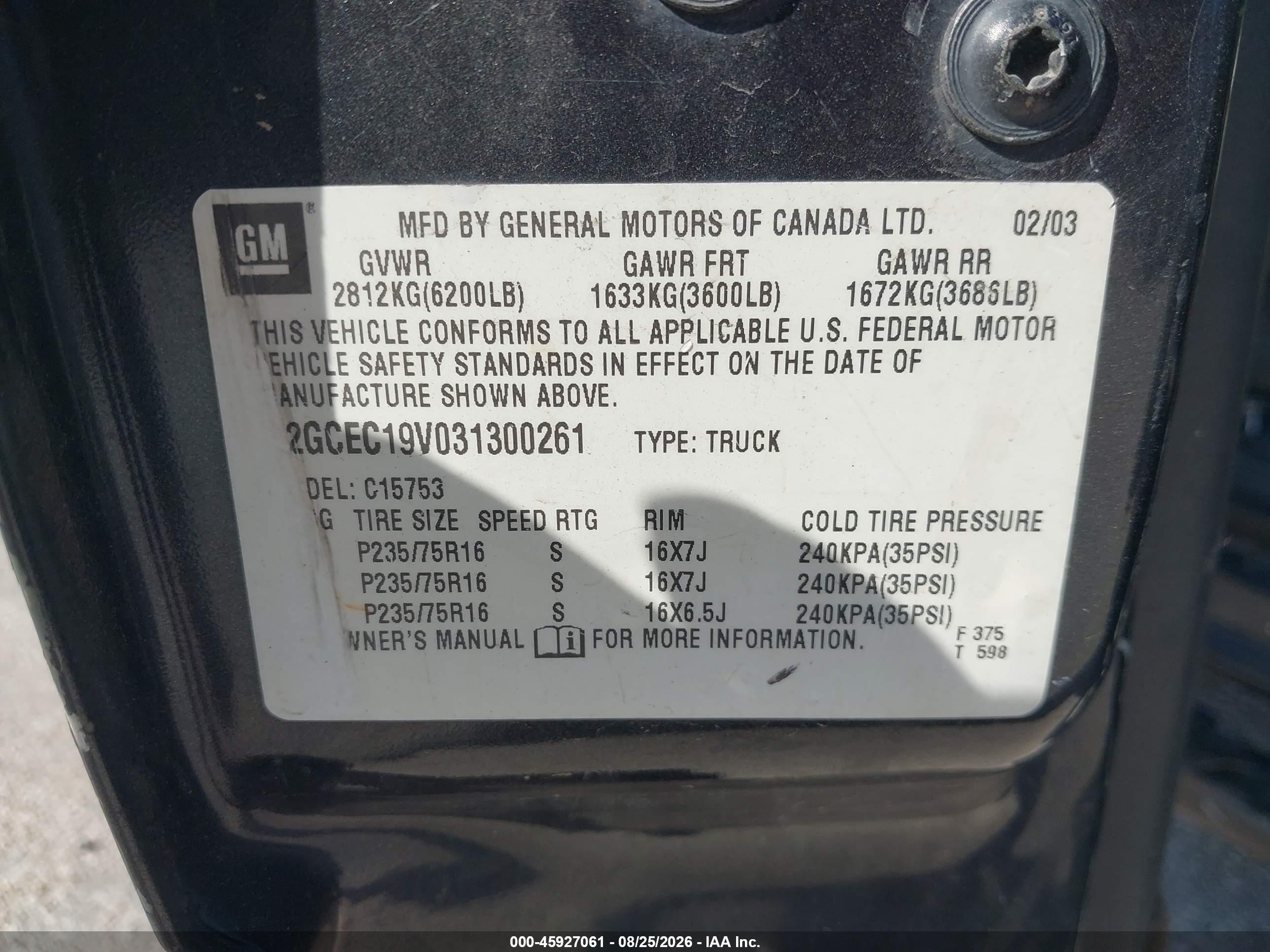 2003 Chevrolet Silverado 1500 Ls Gray vin: 2GCEC19V031300261