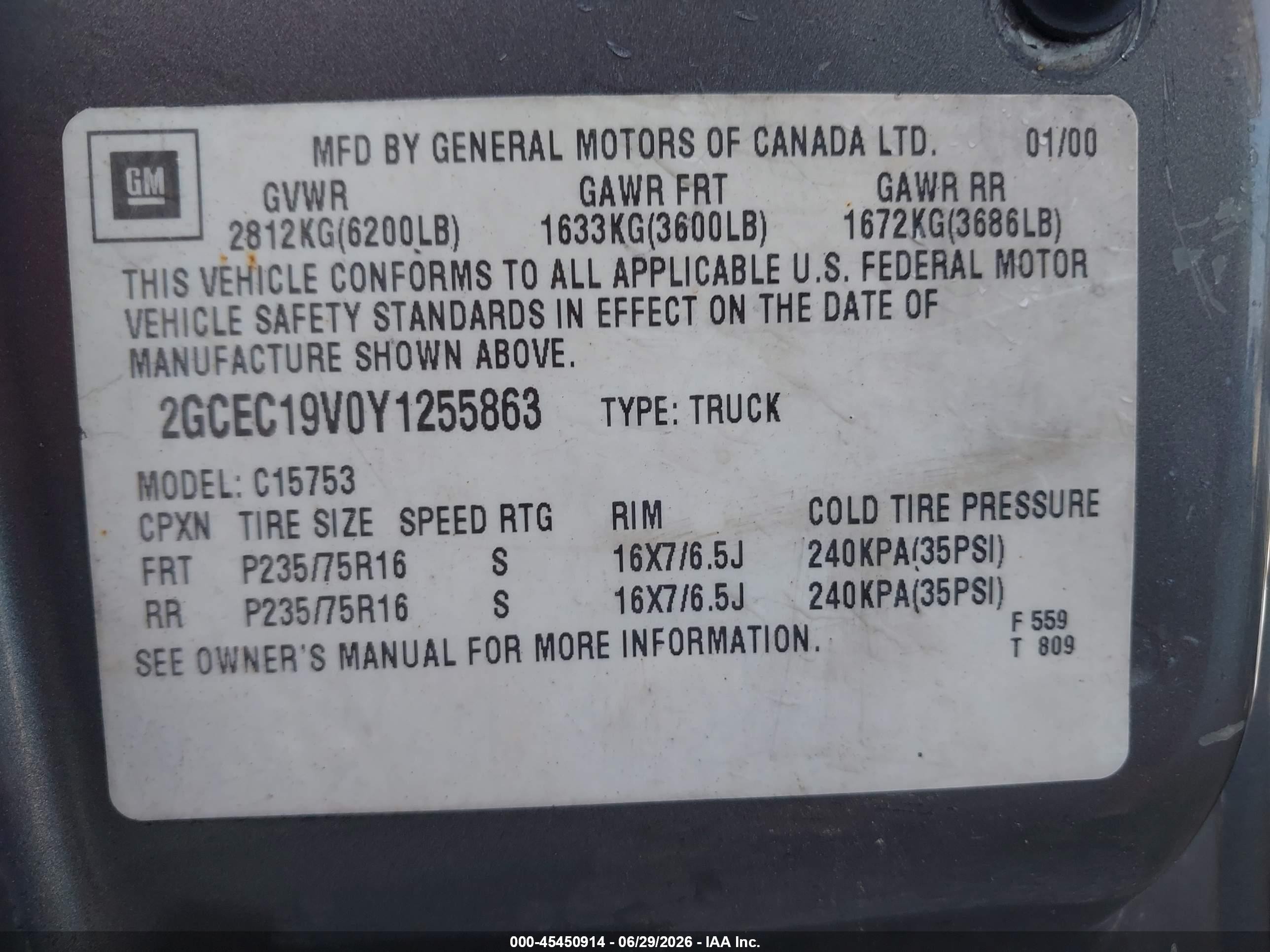 2000 Chevrolet Silverado 1500 Ls Gray vin: 2GCEC19V0Y1255863