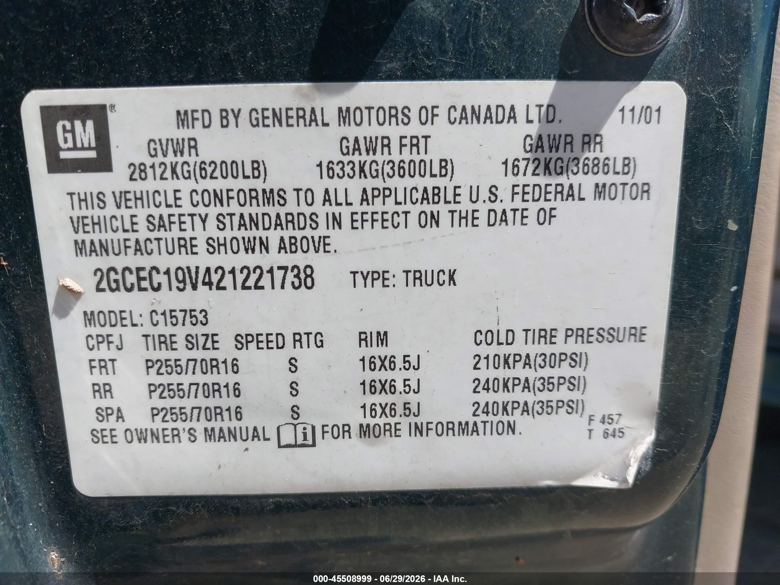 2002 Chevrolet Silverado 1500 Ls Green vin: 2GCEC19V421221738