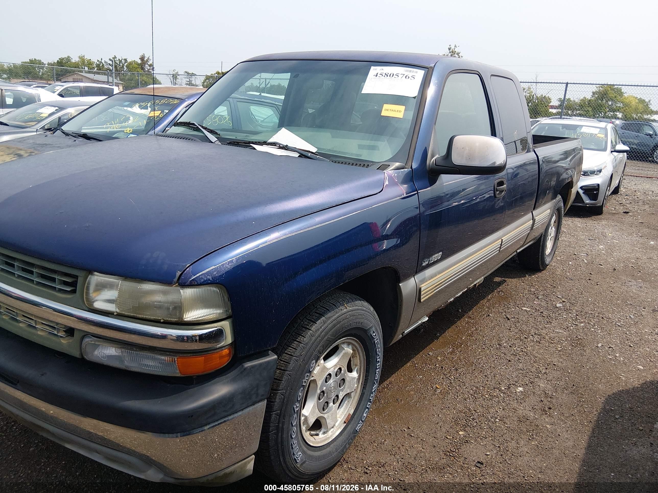 1999 Chevrolet Silverado 1500 Ls Blue vin: 2GCEC19V5X1234960