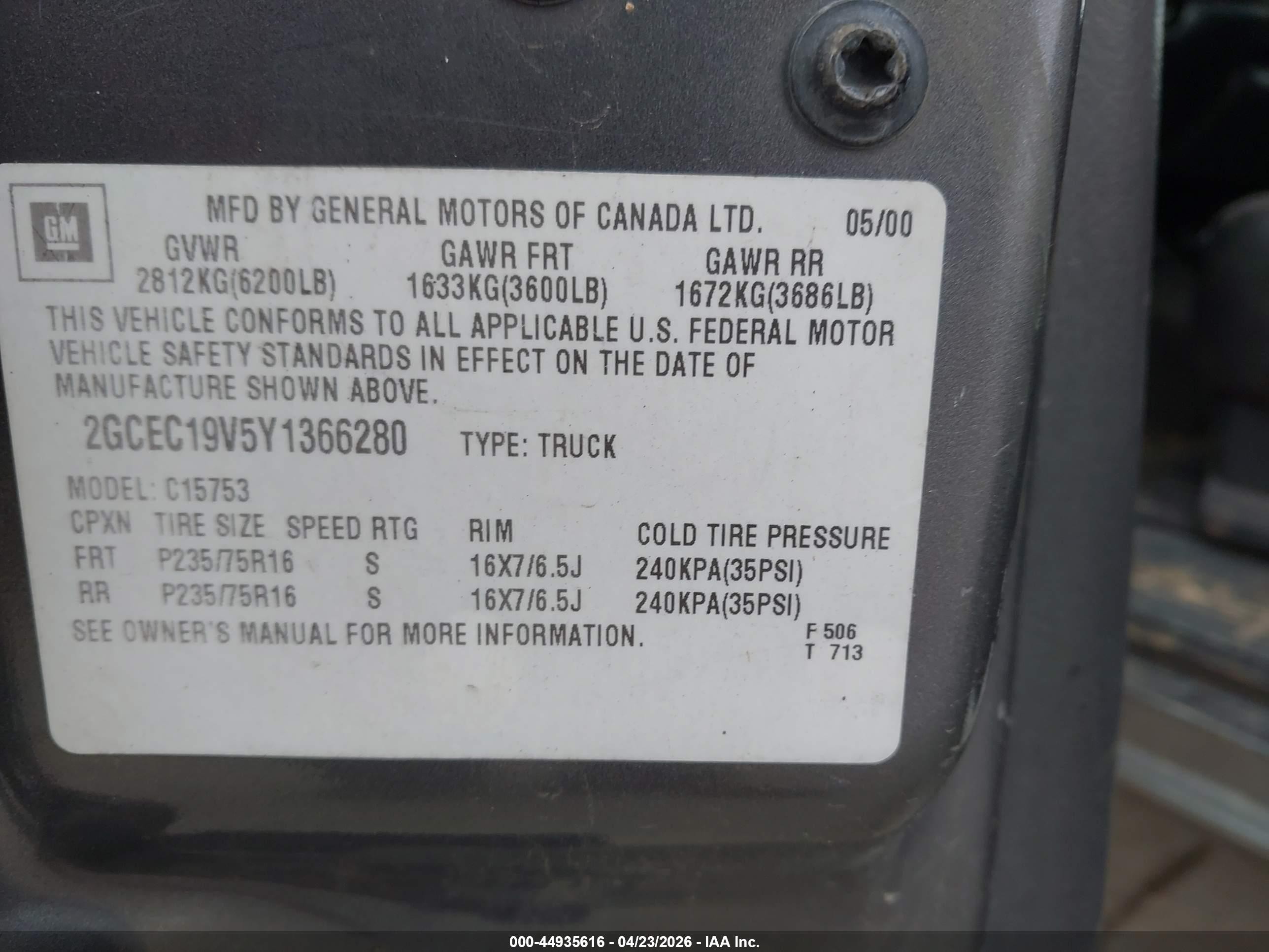 2000 Chevrolet Silverado 1500 Gray vin: 2GCEC19V5Y1366280