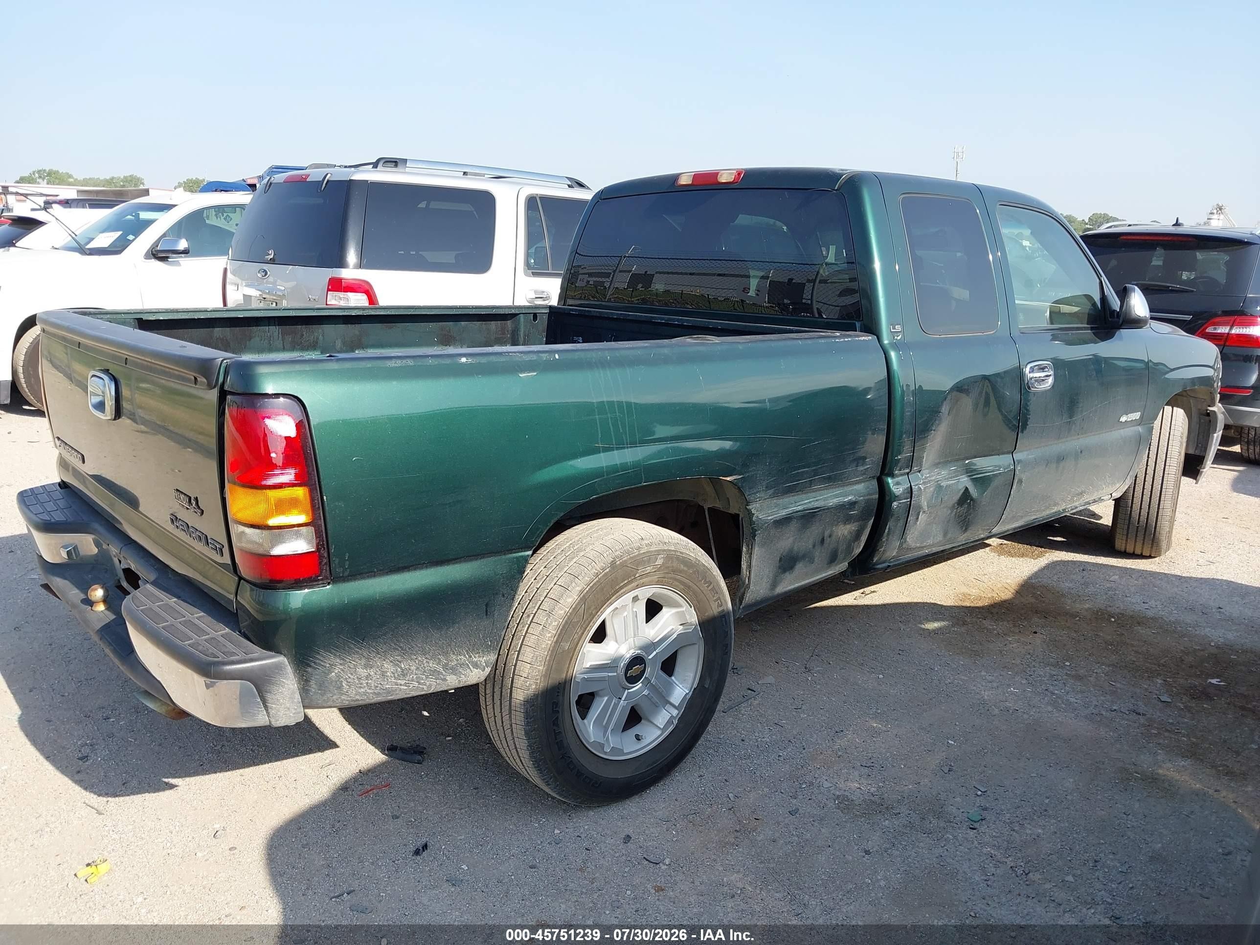 2001 Chevrolet Silverado 1500 Ls Green vin: 2GCEC19V611185856
