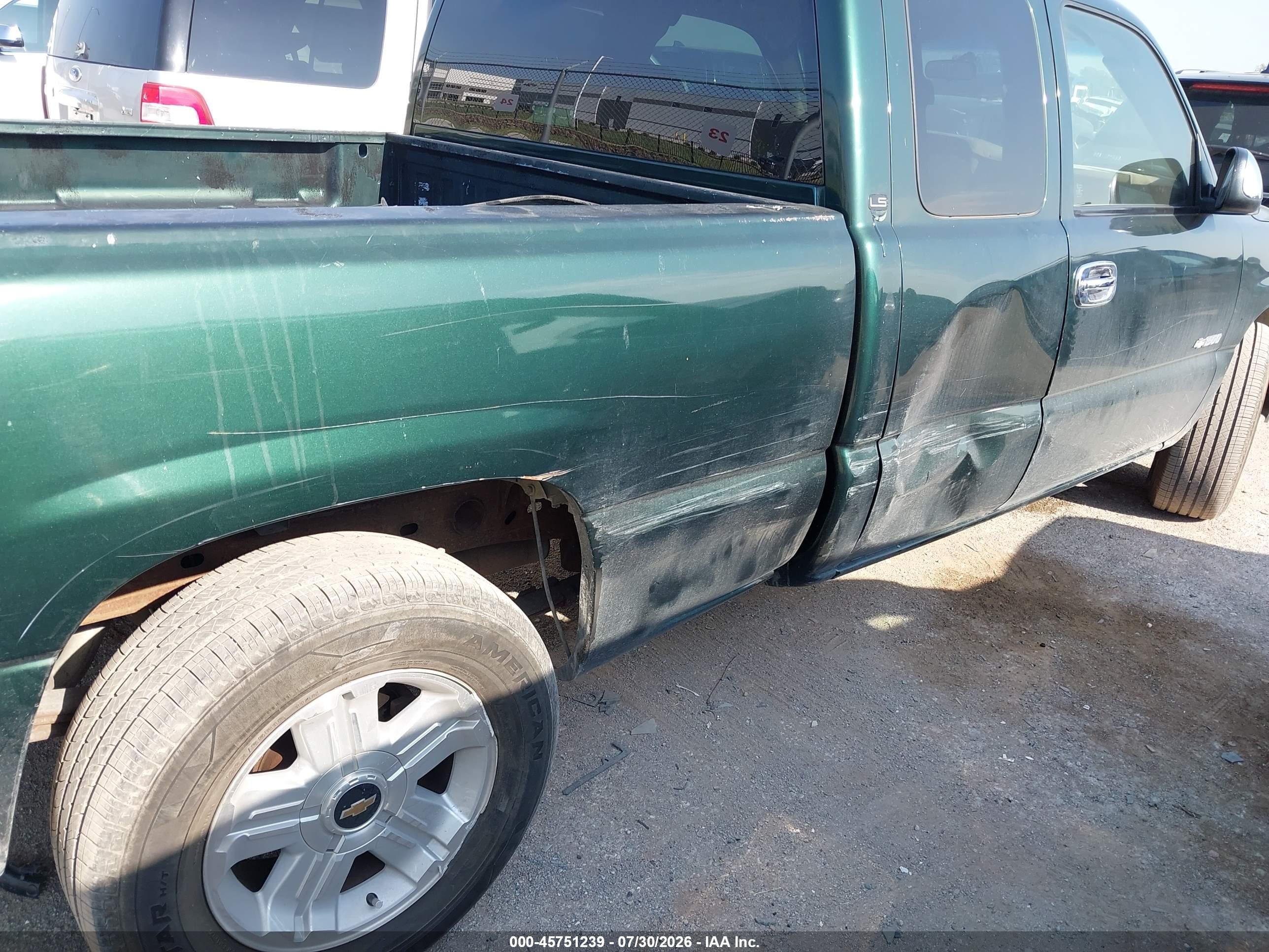 2001 Chevrolet Silverado 1500 Ls Green vin: 2GCEC19V611185856