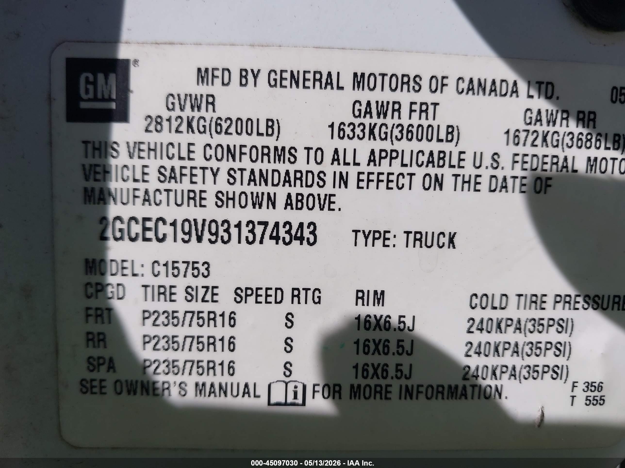 2003 Chevrolet Silverado 1500 Ls White vin: 2GCEC19V931374343