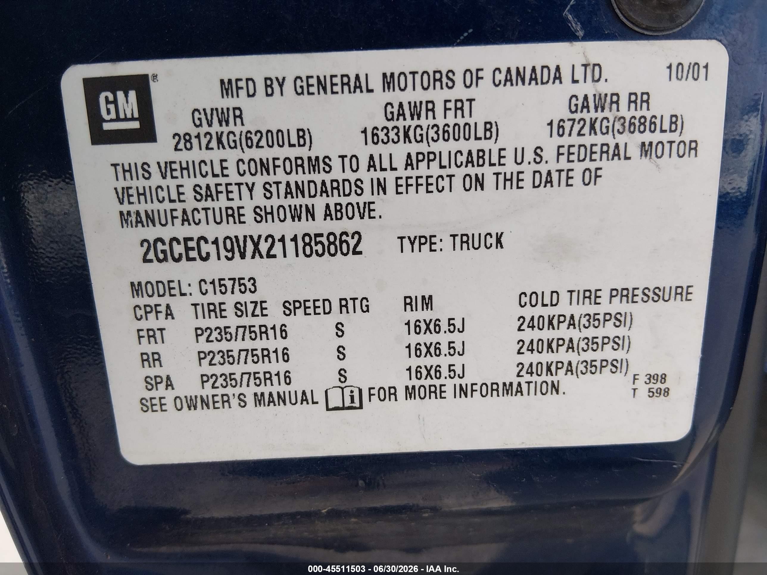 2002 Chevrolet Silverado 1500 Ls Blue vin: 2GCEC19VX21185862