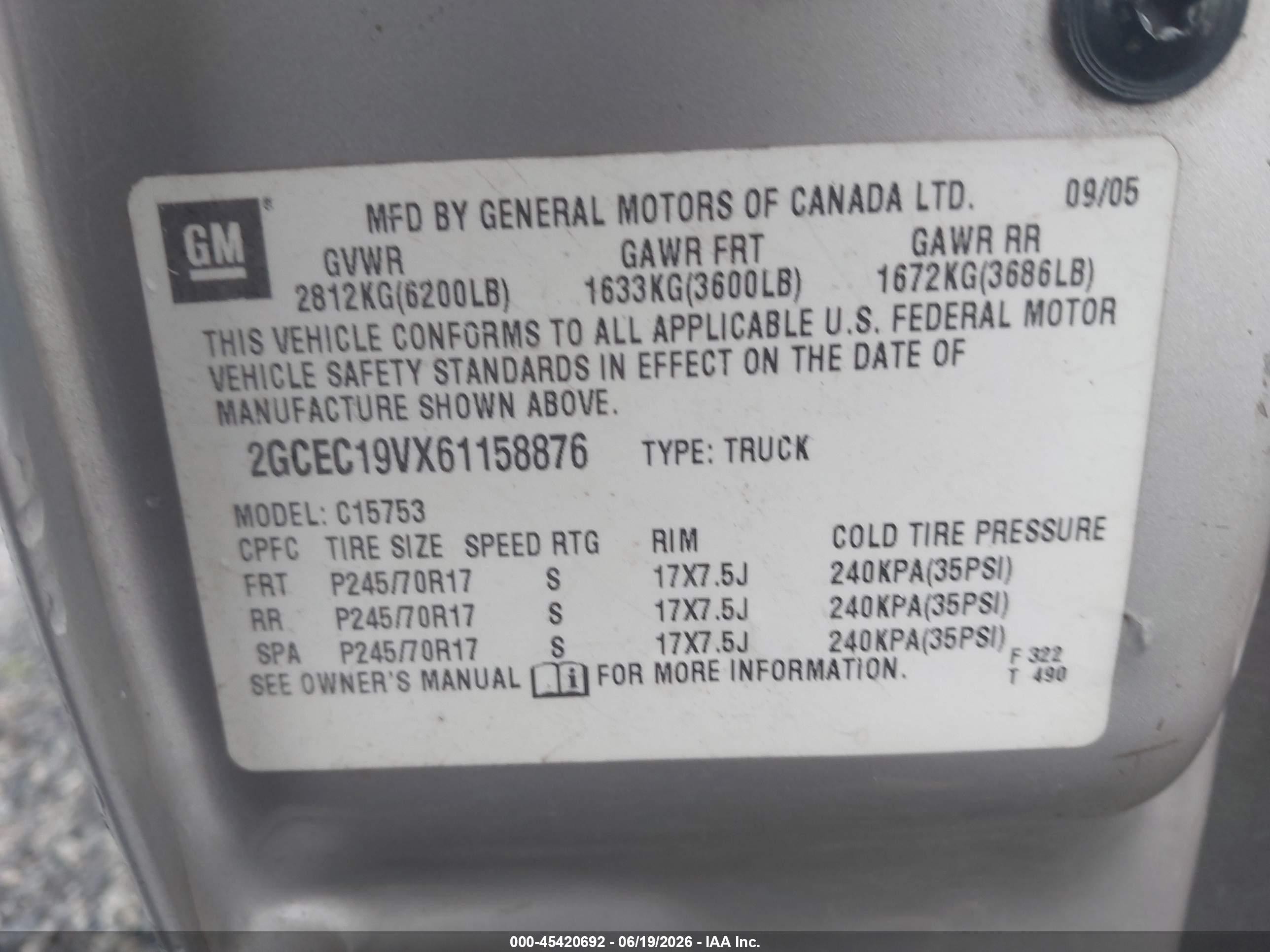 2006 Chevrolet Silverado 1500 Work Truck Tan vin: 2GCEC19VX61158876