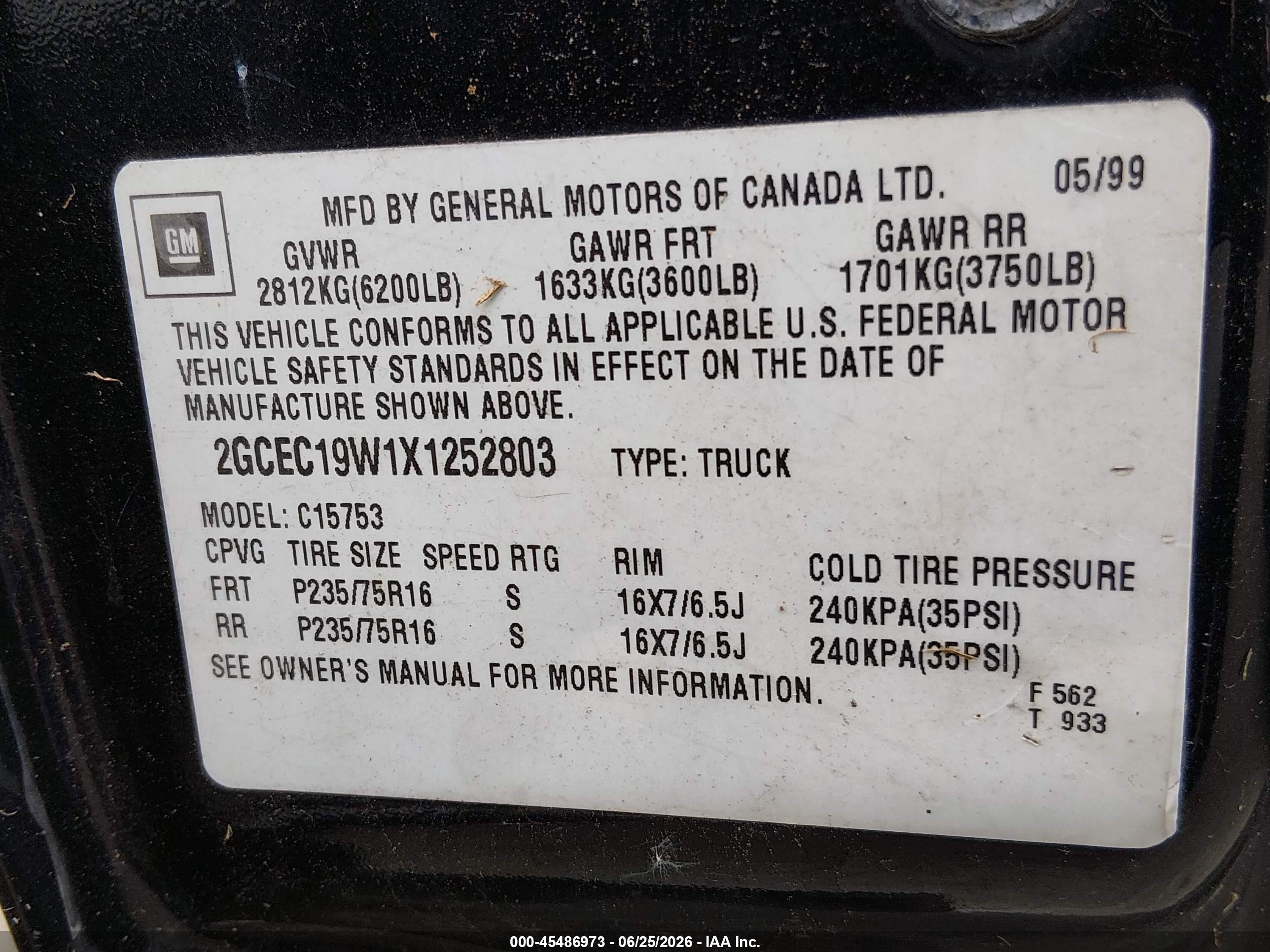 1999 Chevrolet Silverado 1500   Blue vin: 2GCEC19W1X1252803