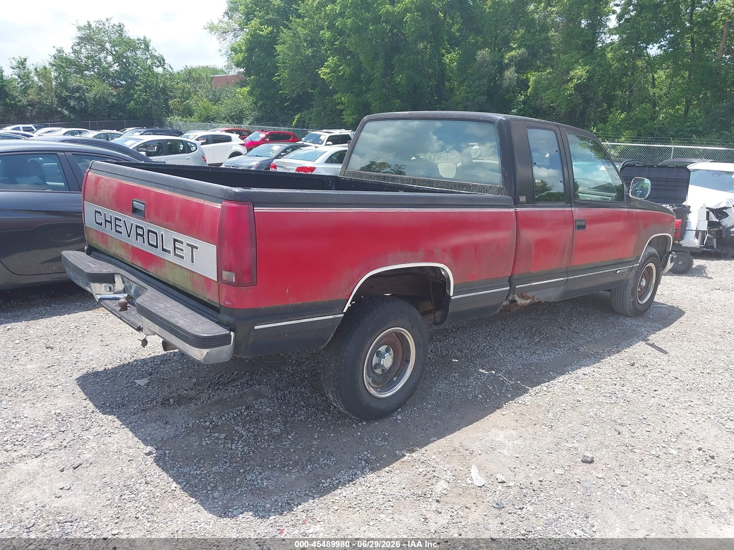 1993 Chevrolet Gmt-400 C1500 Red vin: 2GCEC19Z6P1200190