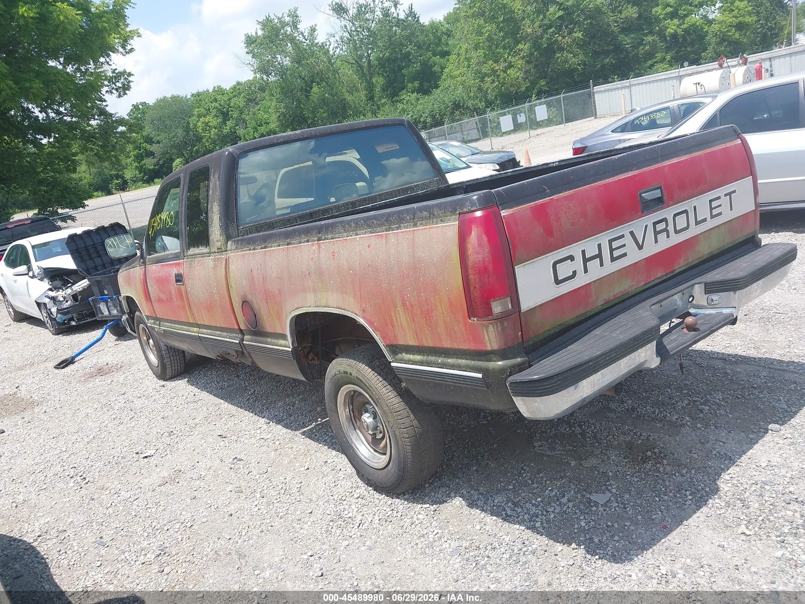 1993 Chevrolet Gmt-400 C1500 Red vin: 2GCEC19Z6P1200190