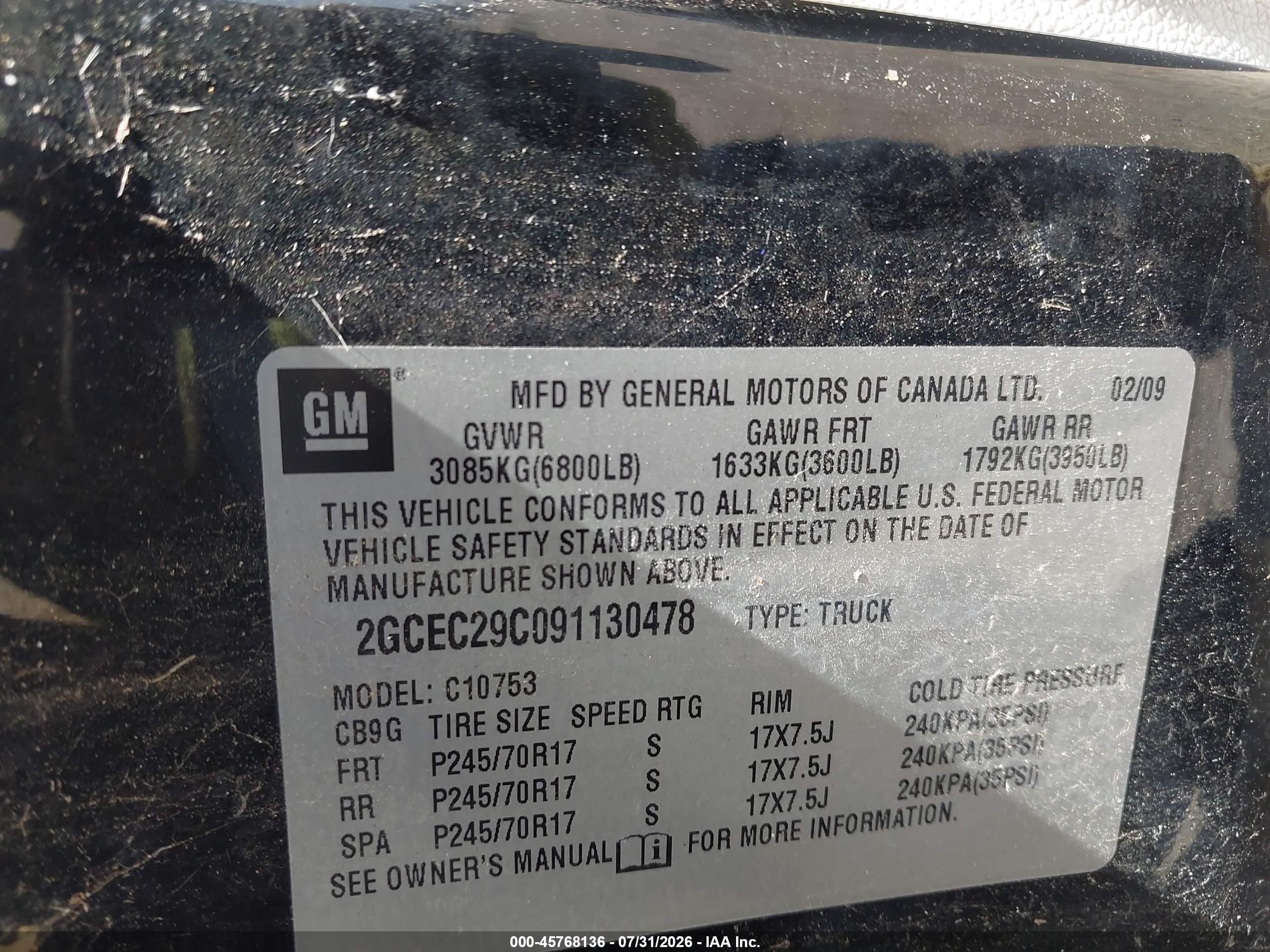2009 Chevrolet Silverado 1500 Lt Black vin: 2GCEC29C091130478