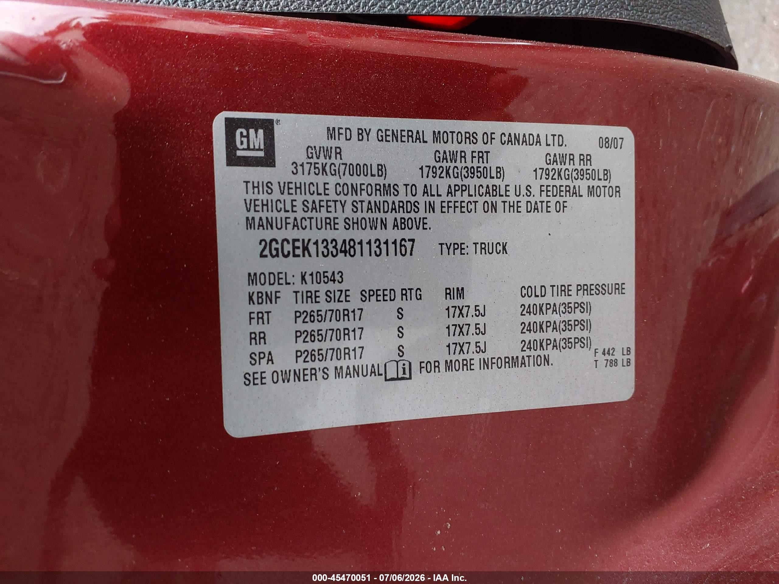 2008 Chevrolet Silverado 1500 Ltz Red vin: 2GCEK133481131167
