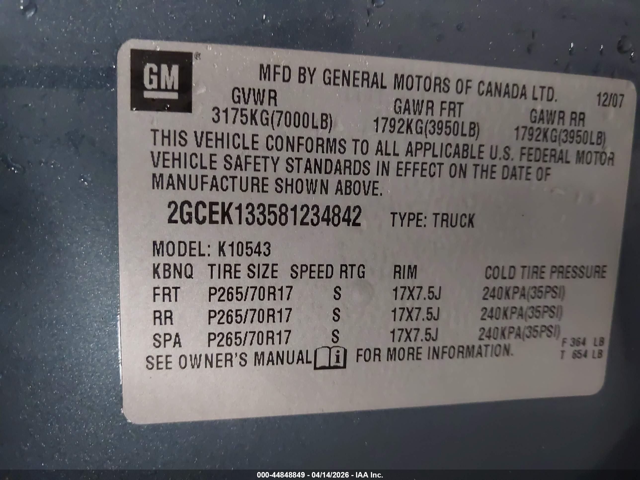 2008 Chevrolet Silverado 1500 Lt1 Blue vin: 2GCEK133581234842