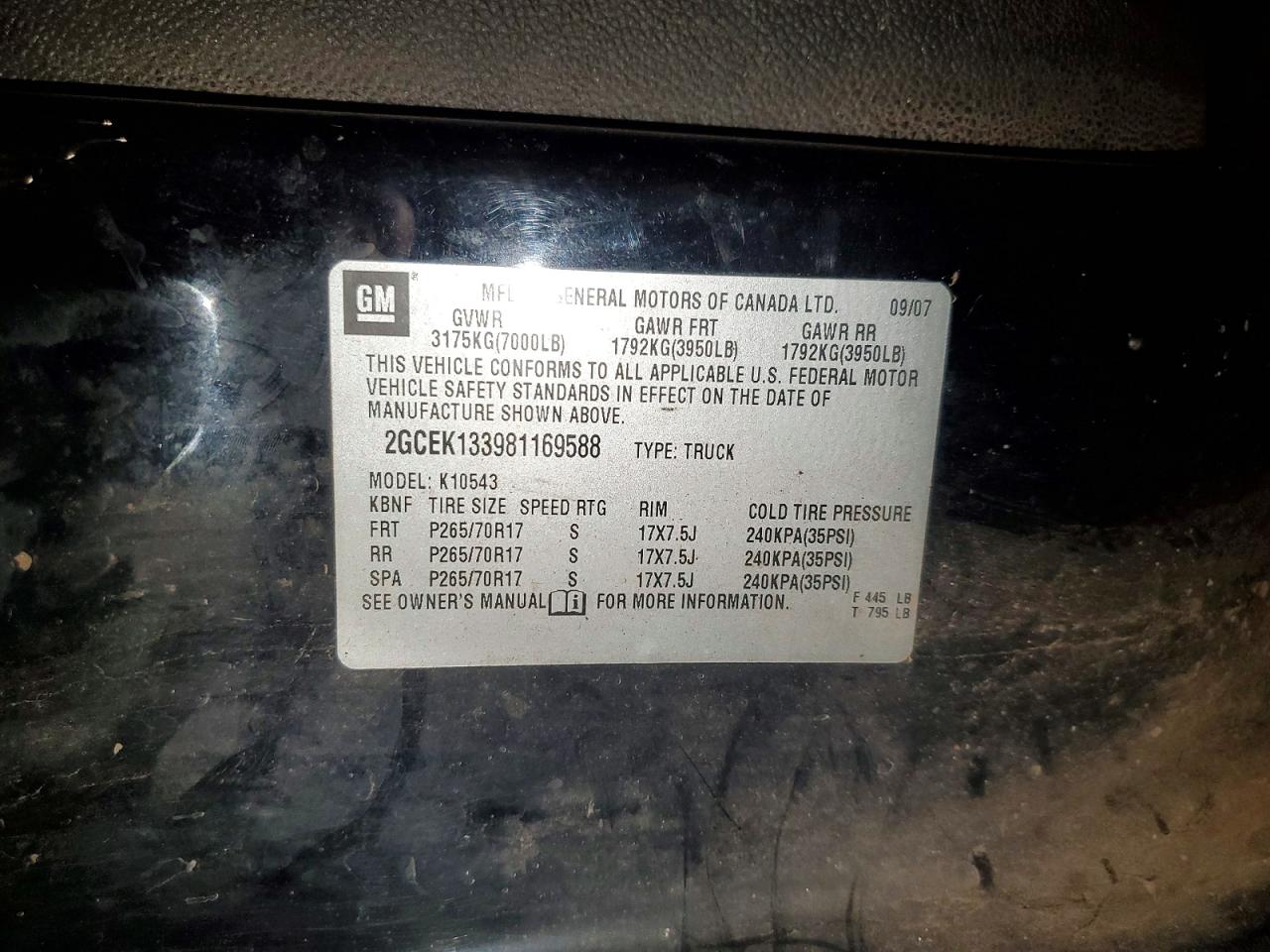 2008 Chevrolet Silverado K1500 Black vin: 2GCEK133981169588