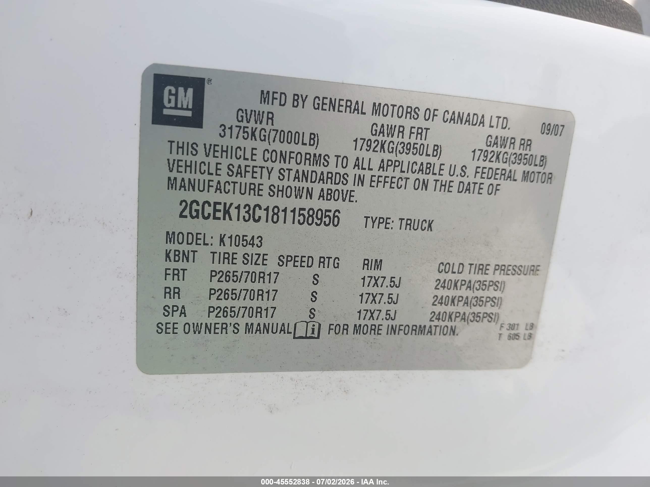 2008 Chevrolet Silverado 1500 Ls White vin: 2GCEK13C181158956